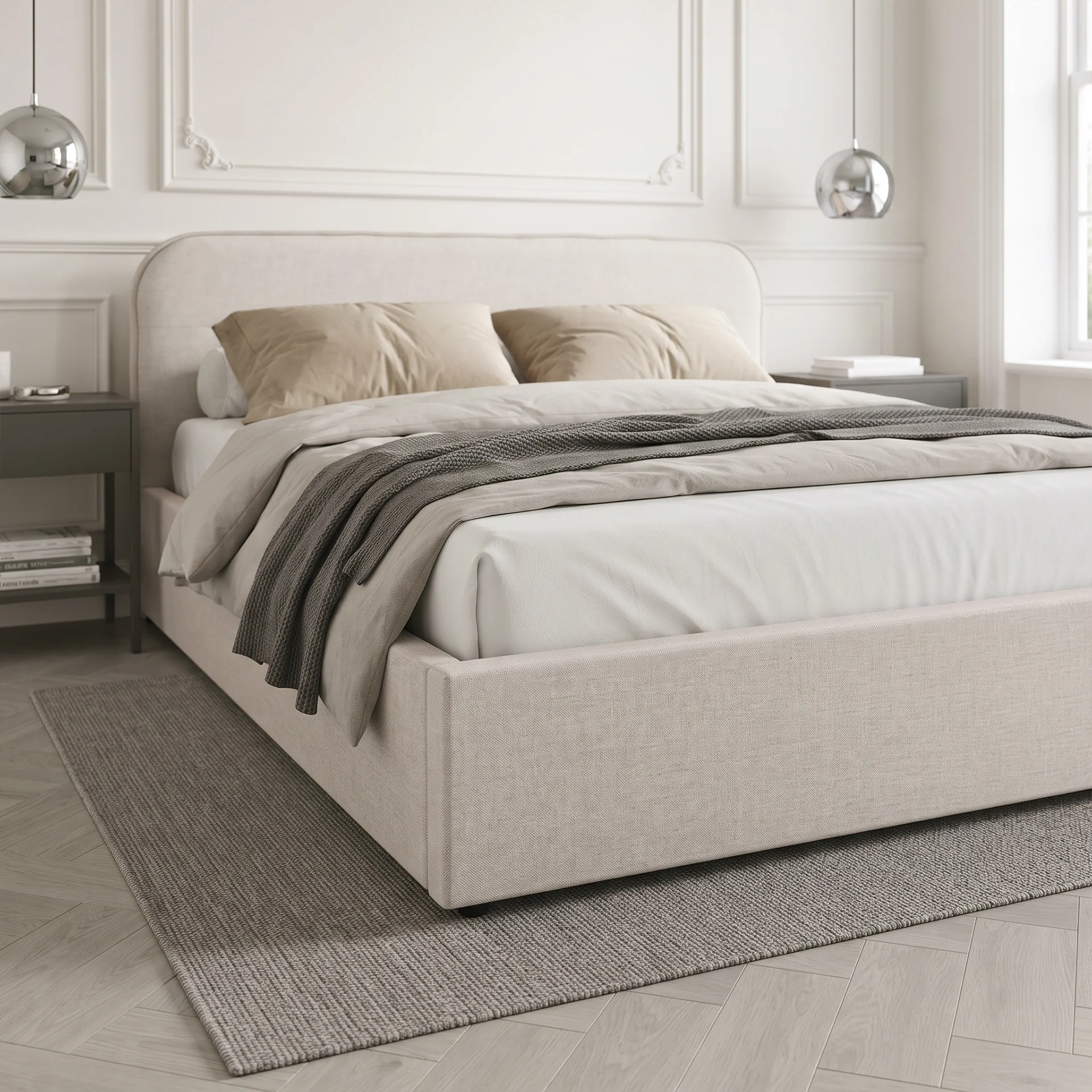 Steady Queen Gas Lift Bed Frame - Linen Beige - Image 7