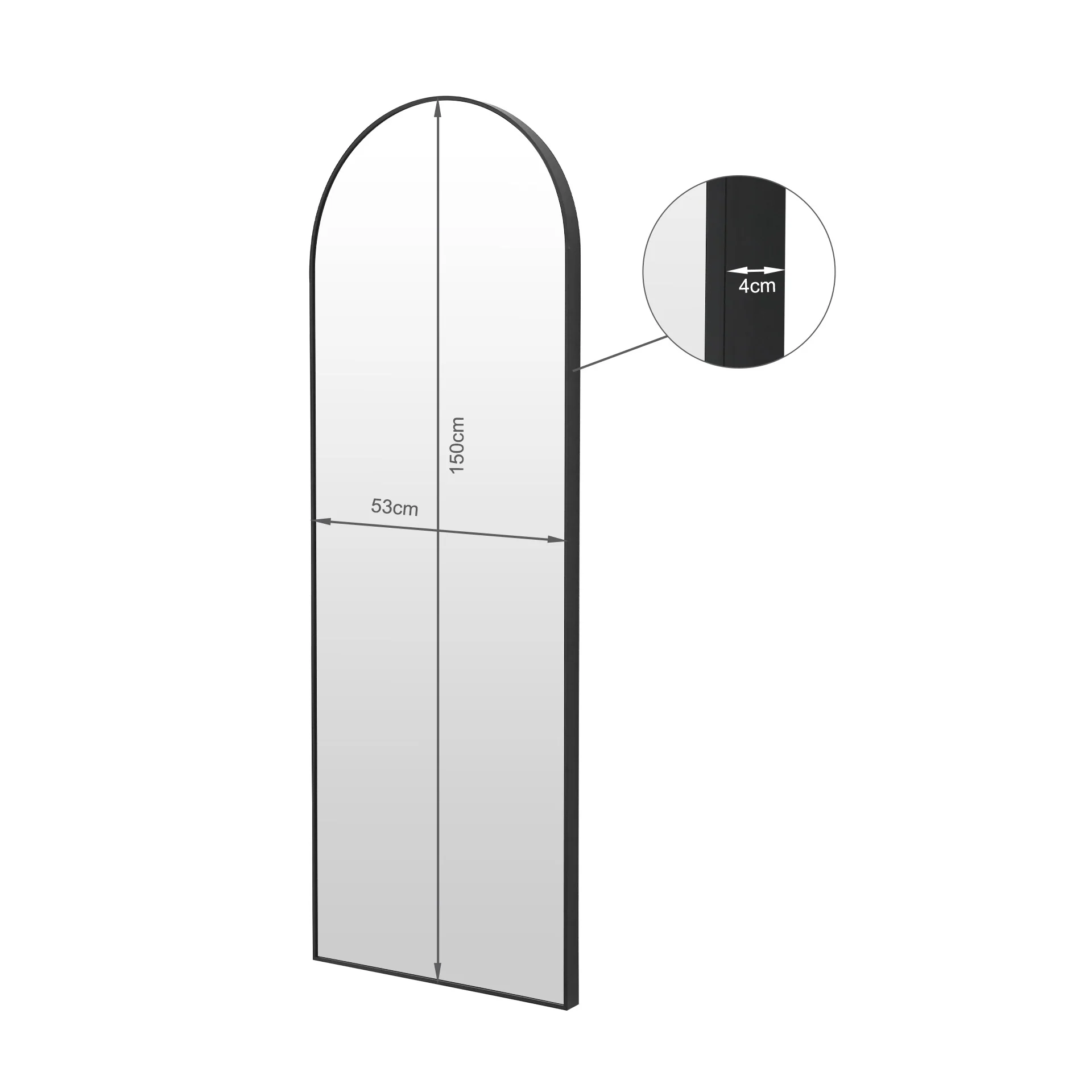 Stella Arched Freestanding Metal Mirror - Black - Image 12
