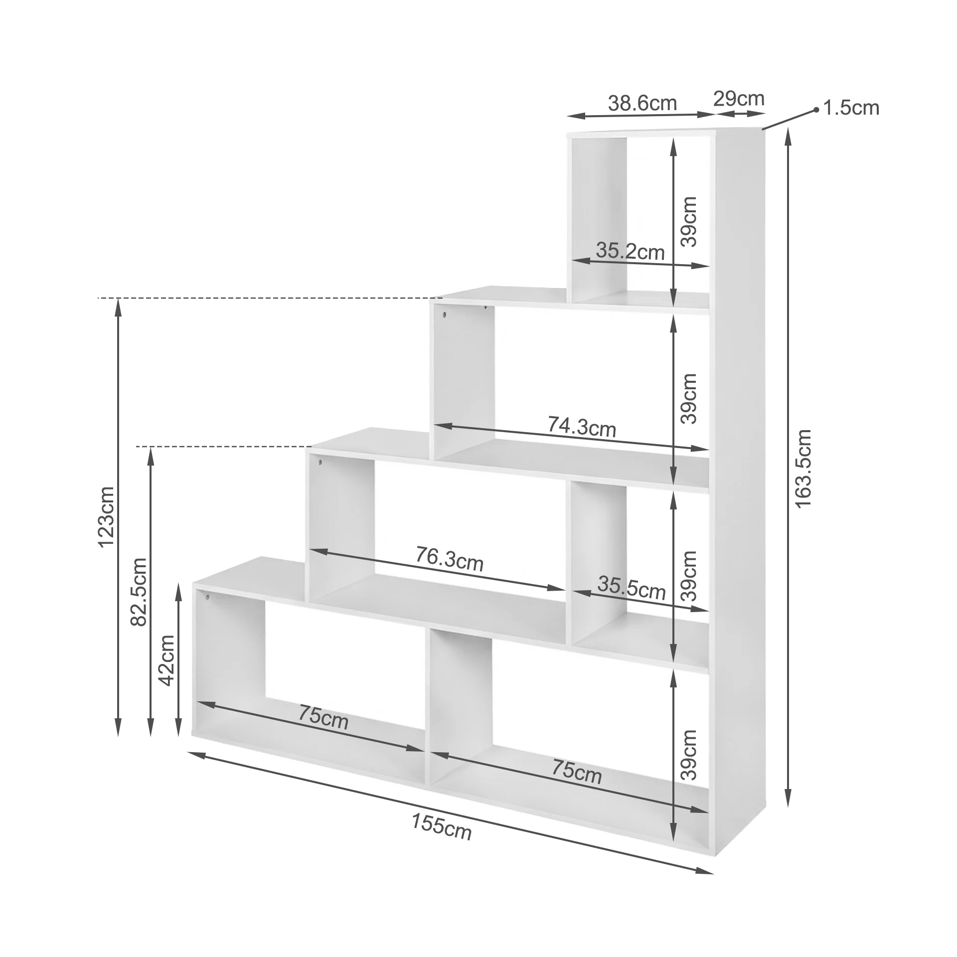 Stepa Bookshelf Display Shelf - White - Image 10