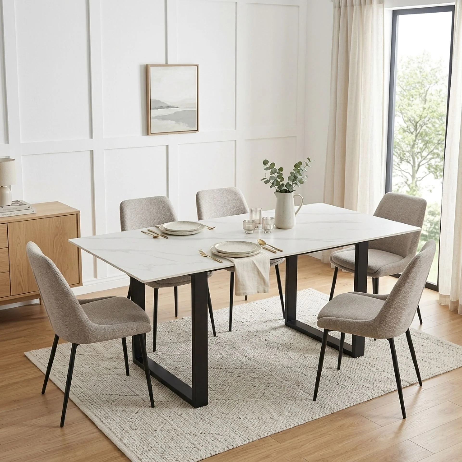 Bridger Matt Ceramic Dining Table 180 x 90cm - Snow White