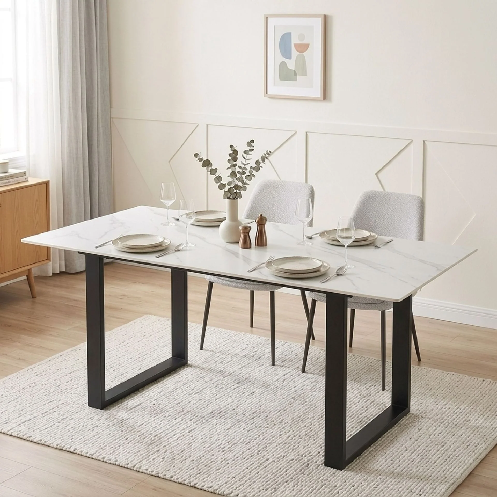 Bridger Matt Ceramic Dining Table 180 x 90cm - Snow White - Image 2