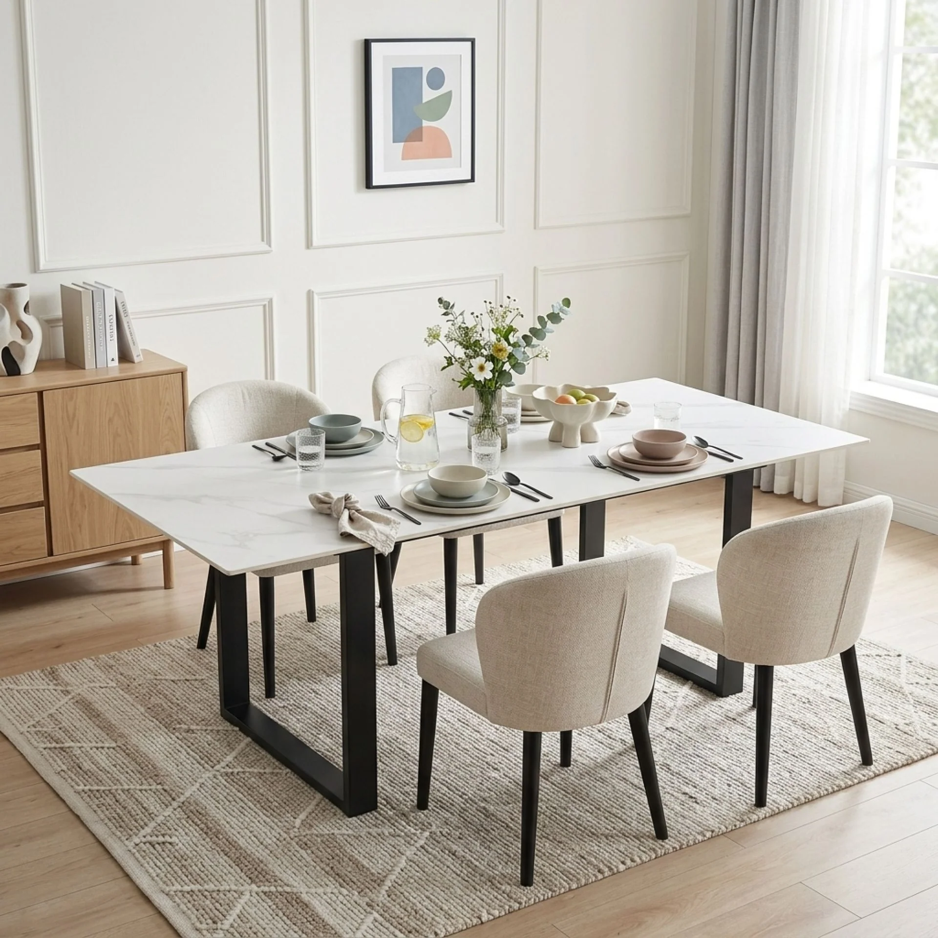 Bridger Matt Ceramic Dining Table 180 x 90cm - Snow White - Image 3