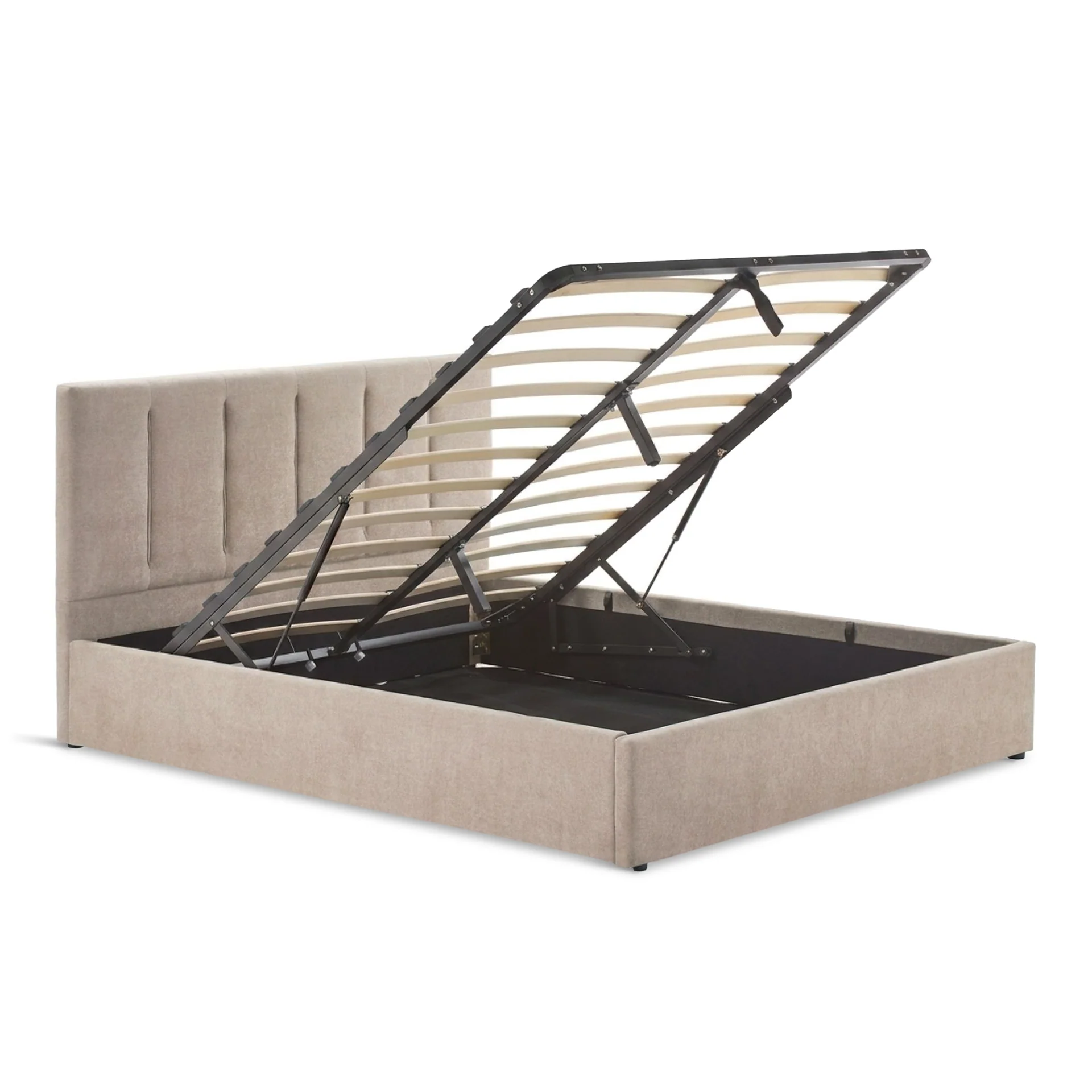 Stow Queen Gas Lift Bed Frame - Linen Khaki - Image 10