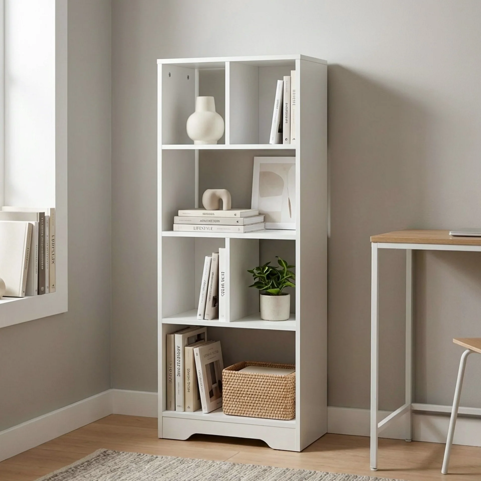 Strio 4 Tier Bookshelf Display Shelf - White - Image 2