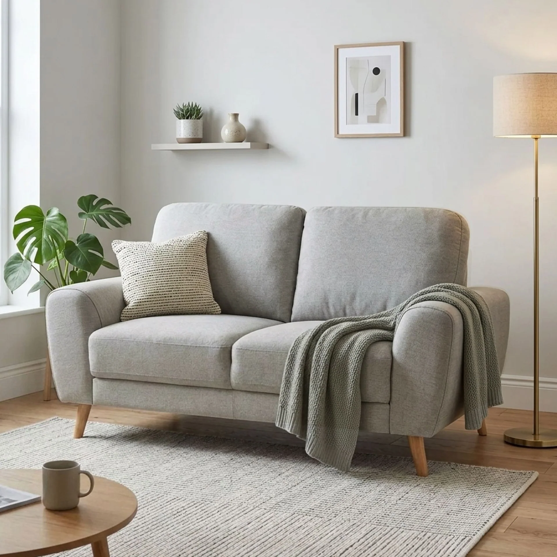 Suki Linen 2 Seater Sofa - Grey - Image 4