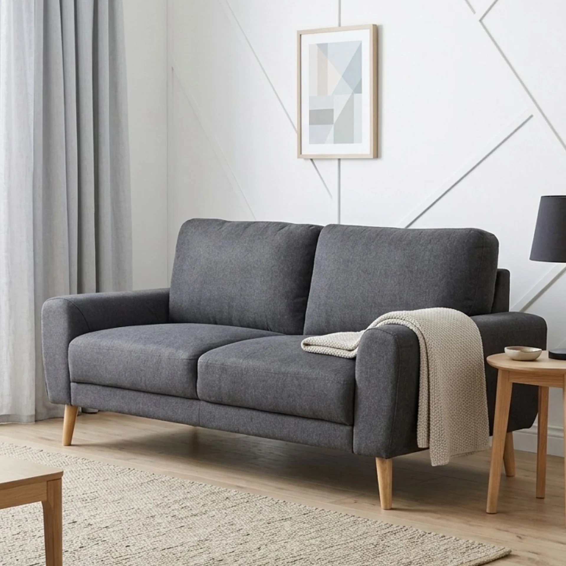 Suki Linen 3 Seater Sofa - Dark Grey