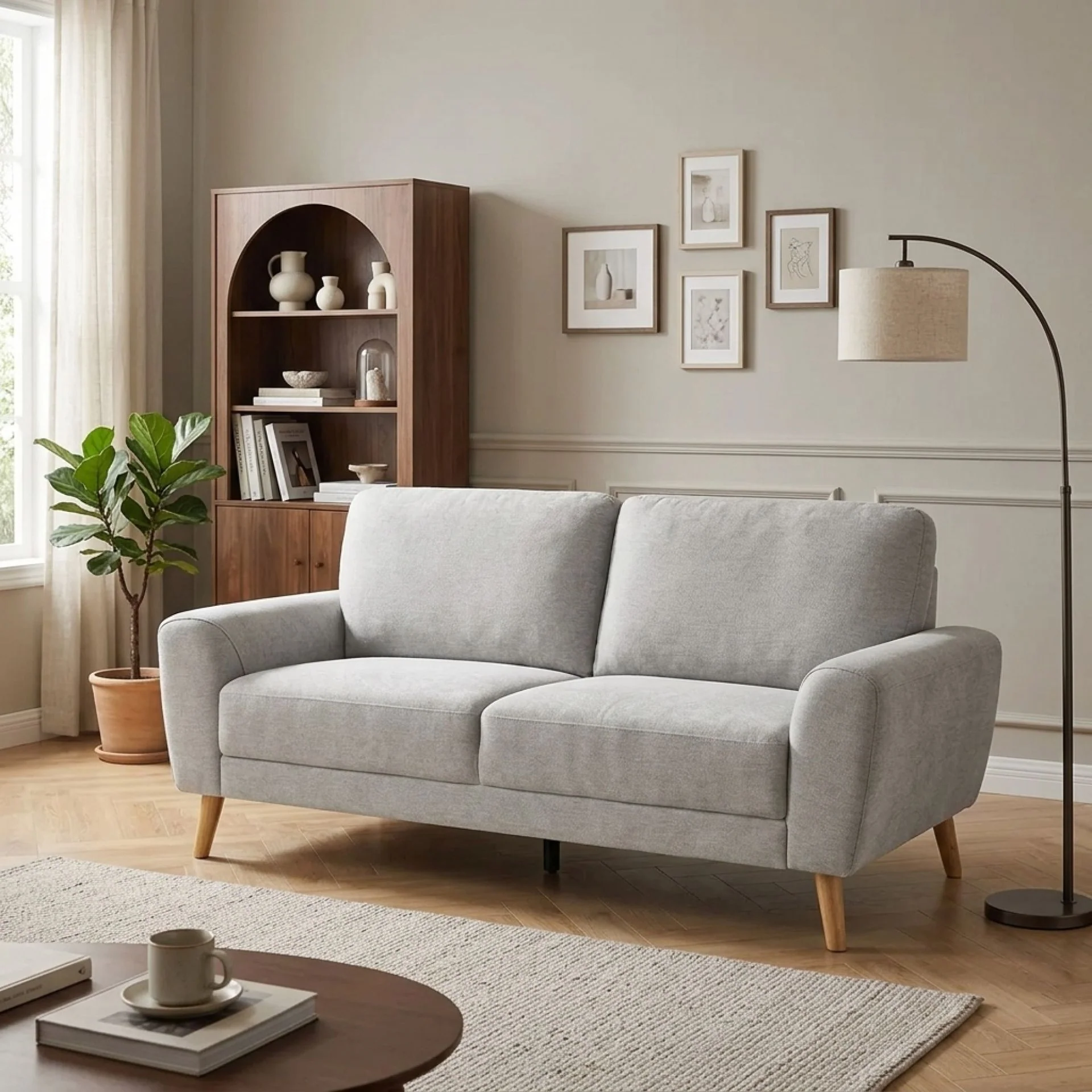 Suki Linen 3 Seater Sofa - Grey - Image 3