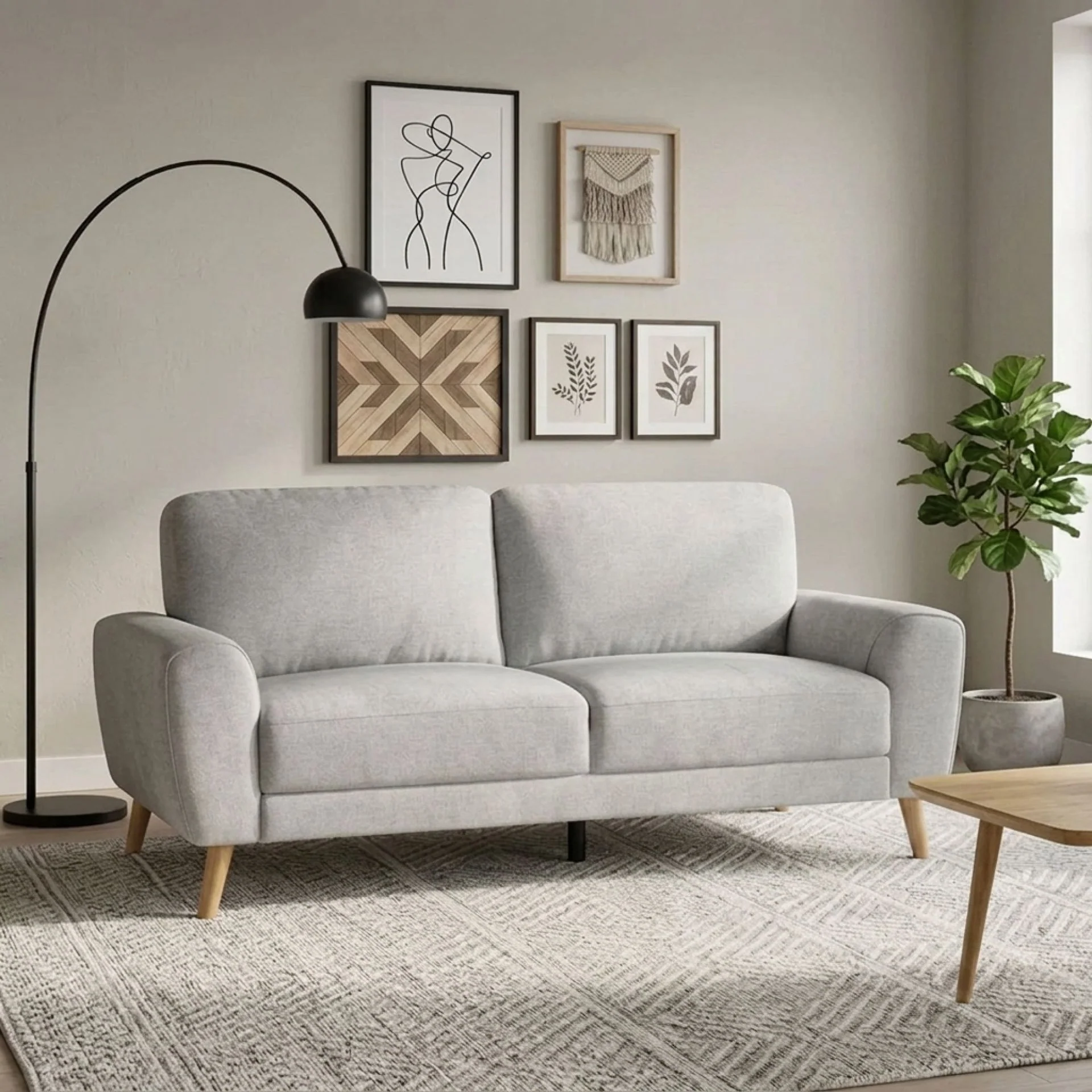 Suki Linen 3 Seater Sofa - Grey - Image 4