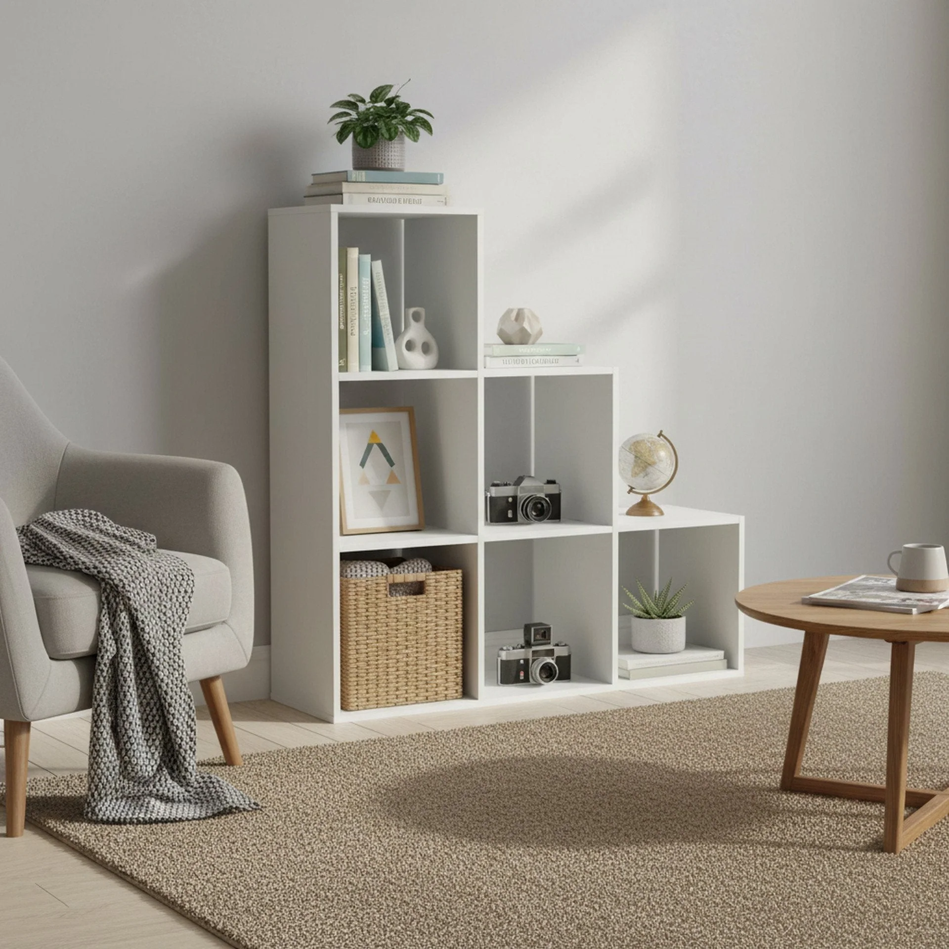 Tana 6 Cube Square Bookshelf - White - Image 4