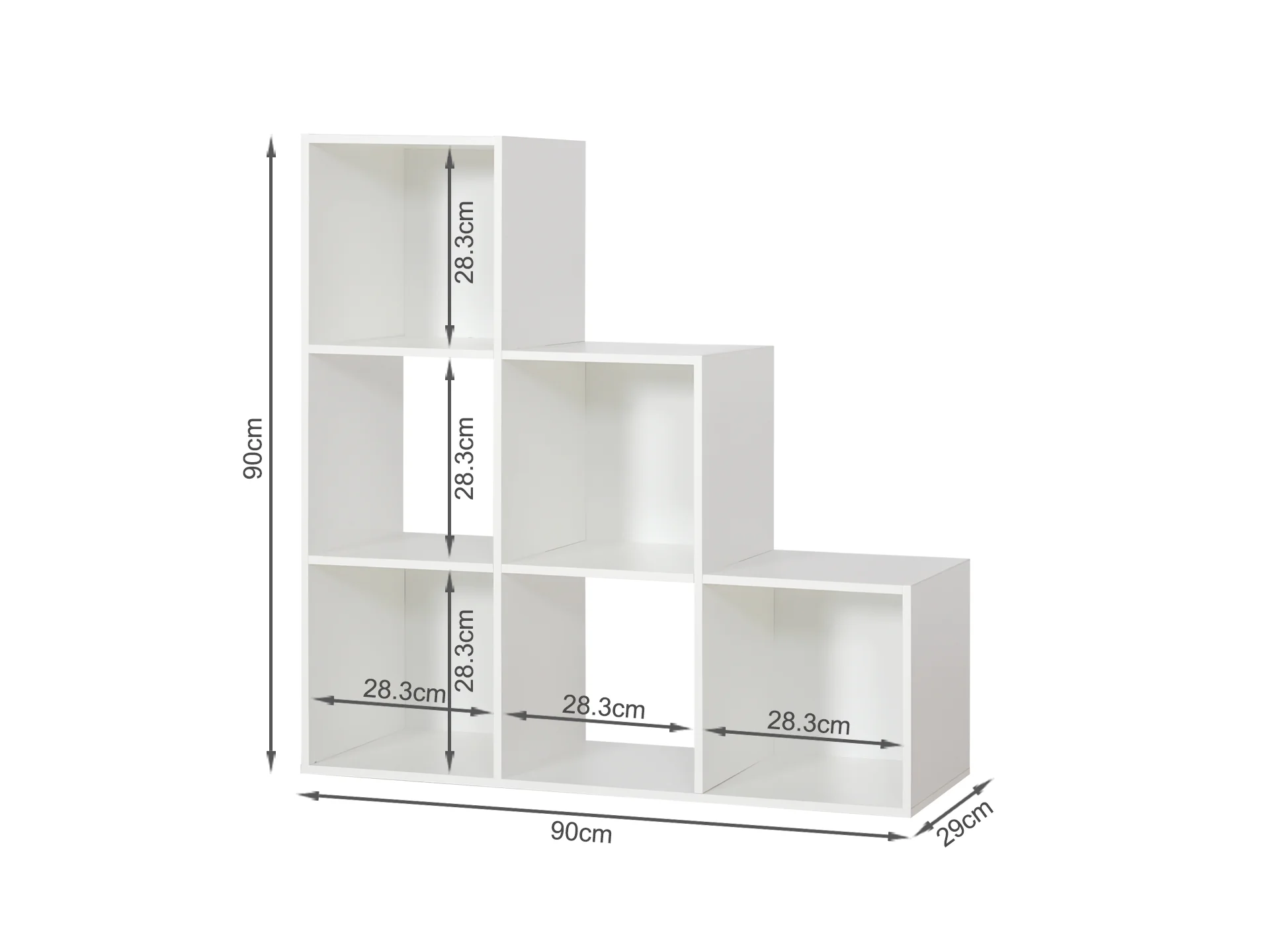 Tana 6 Cube Square Bookshelf - White - Image 4