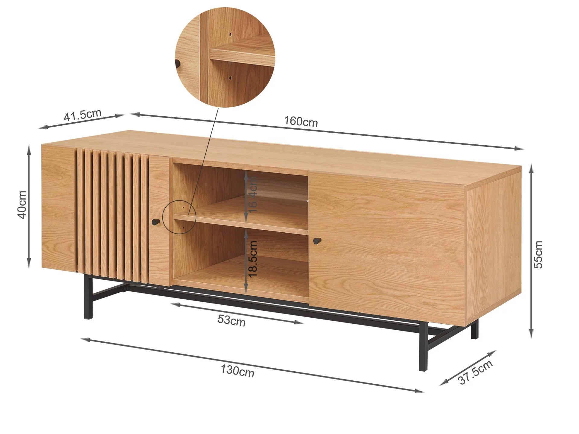 Tarkine 1.6m Entertainment Unit - Oak - Image 10