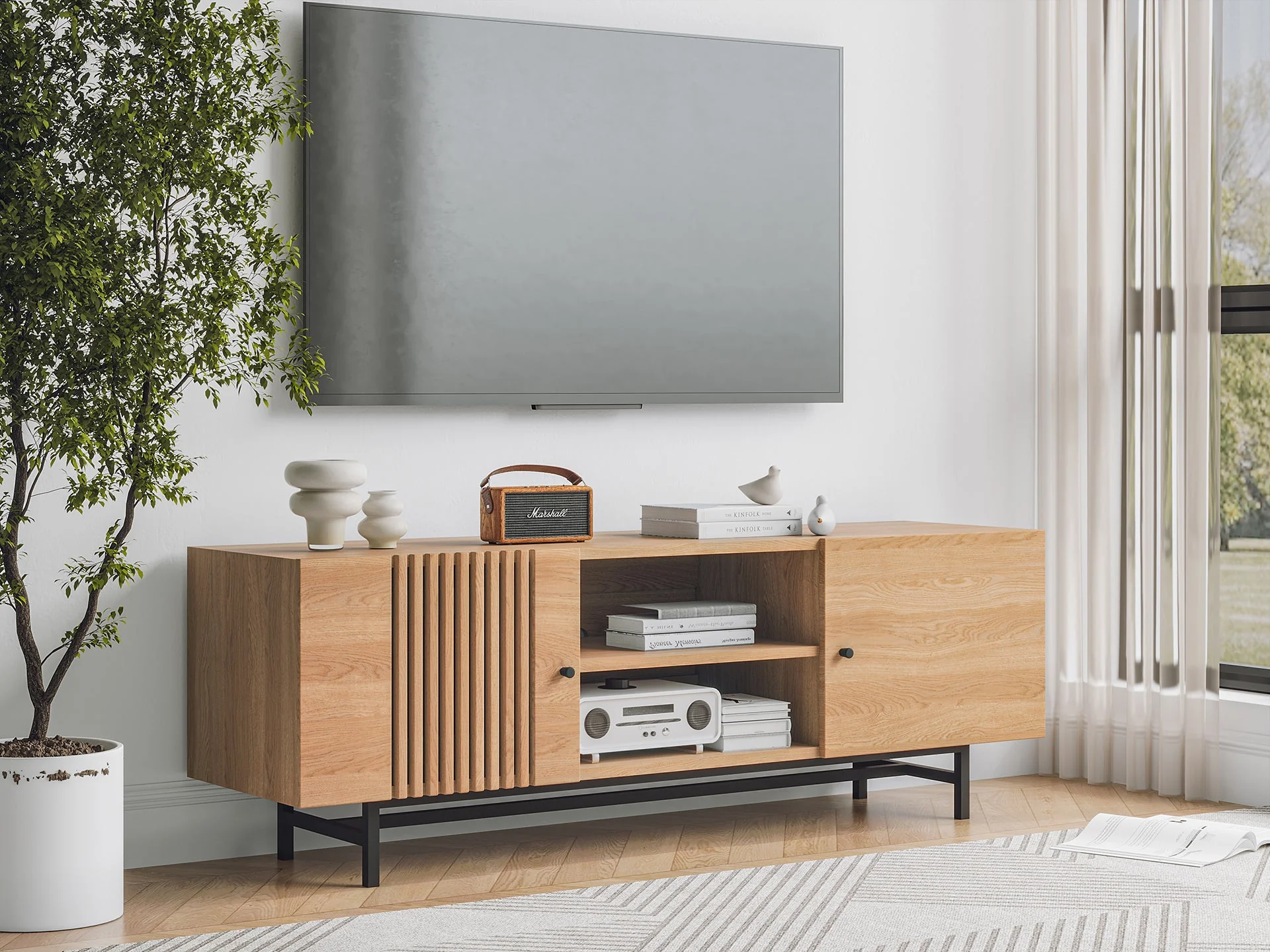 Tarkine 1.6m Entertainment Unit - Oak - Image 2