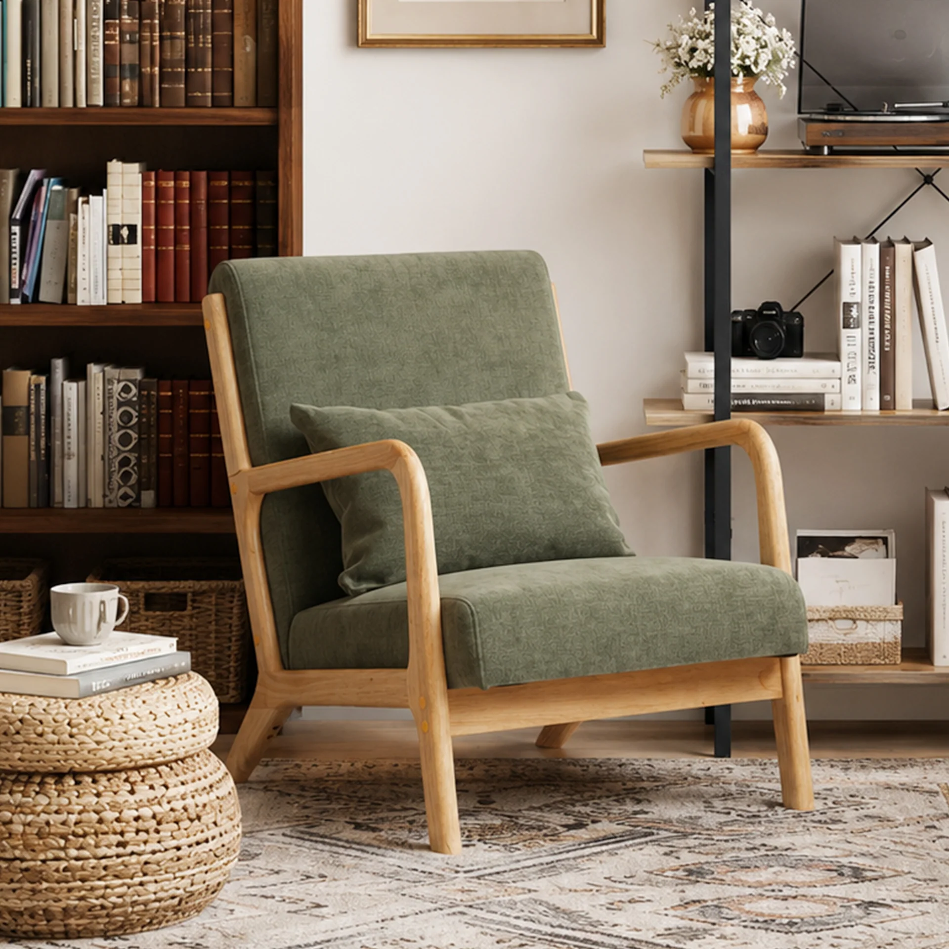Taru Linen Armchair - Dark Green