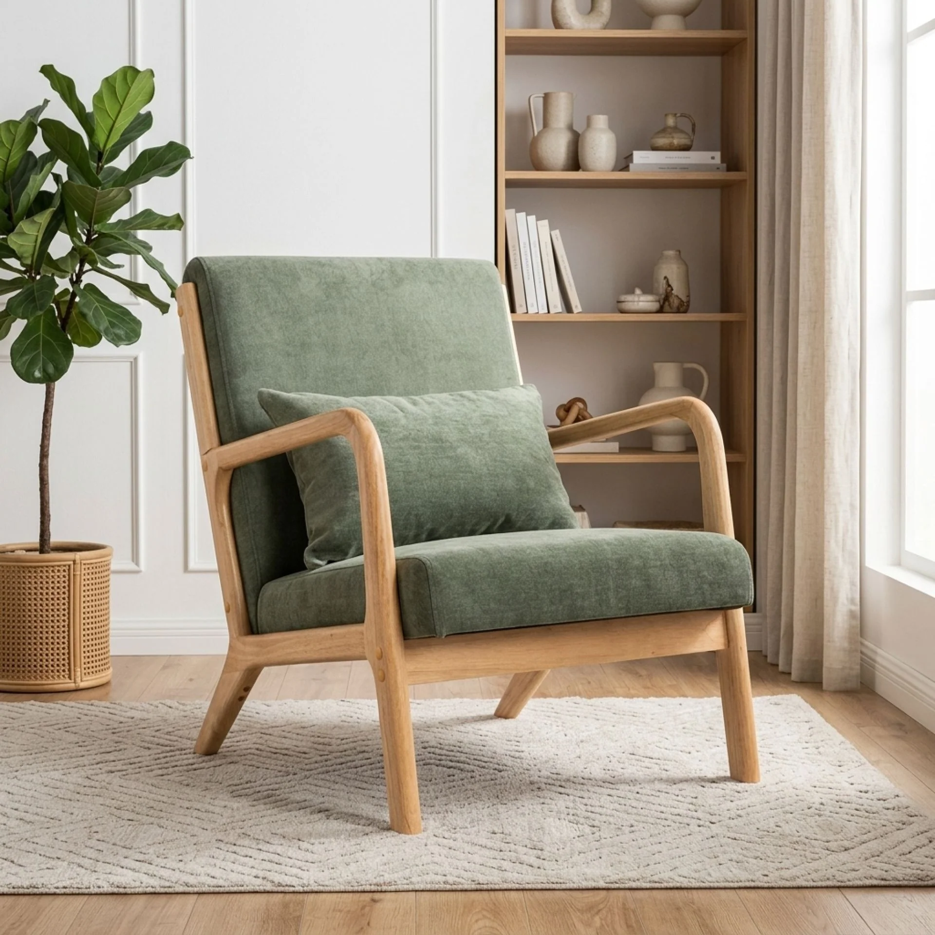 Taru Linen Armchair - Dark Green - Image 3