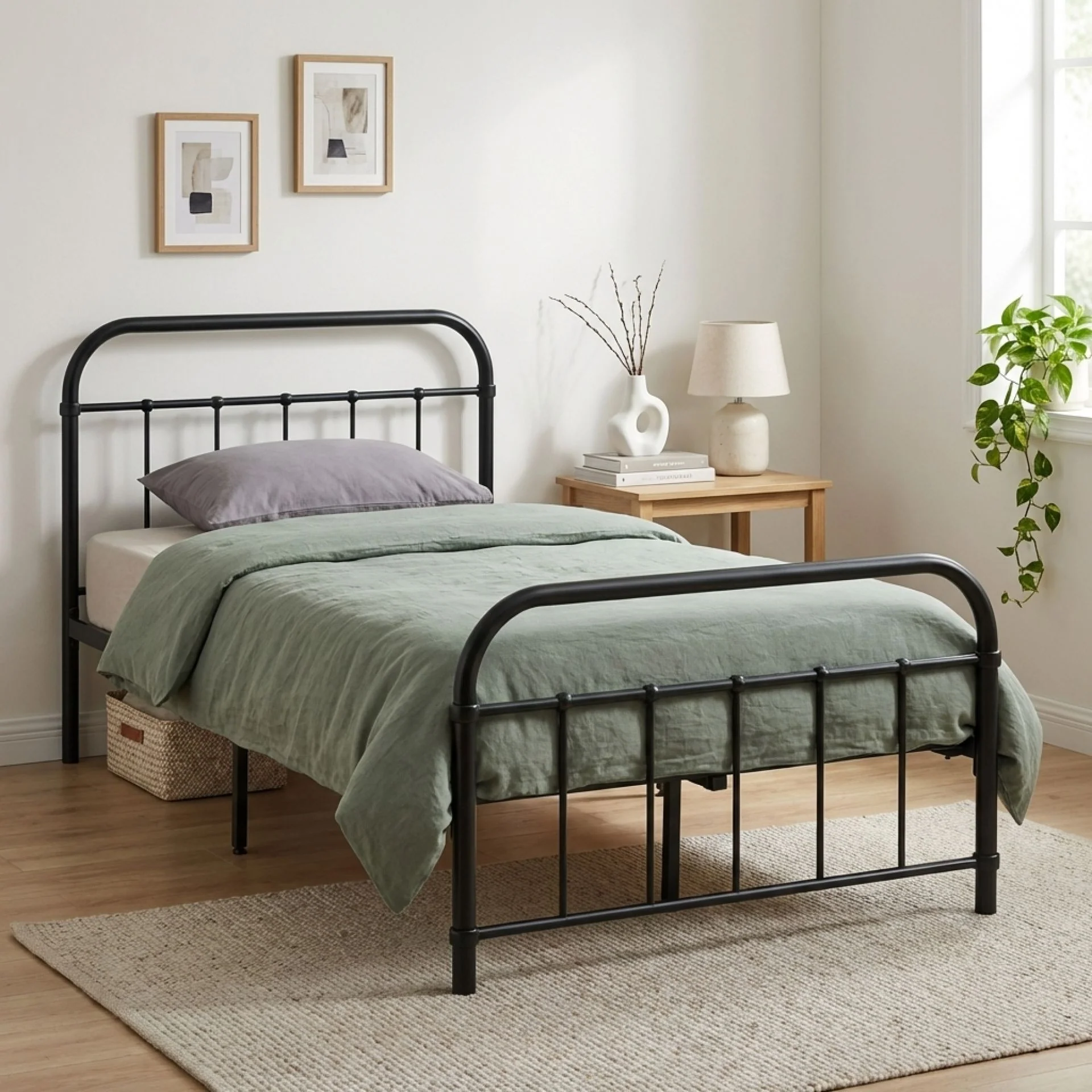 Taylor King Single Metal Bed Frame - Black - Image 3