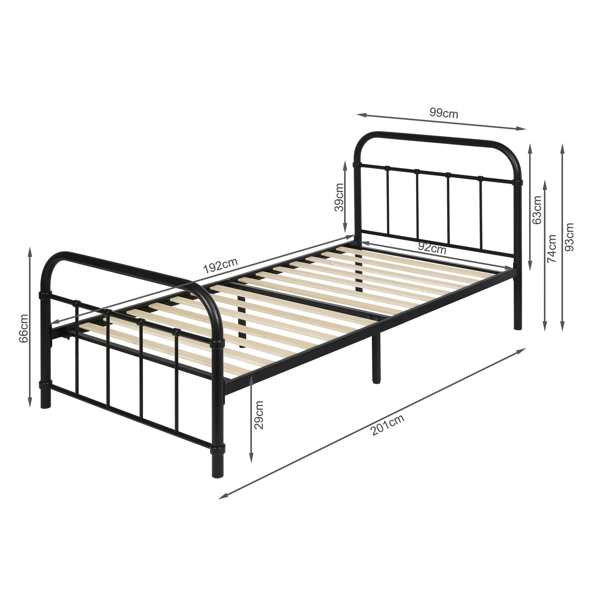 Taylor Single Metal Bed Frame - Black - Image 12