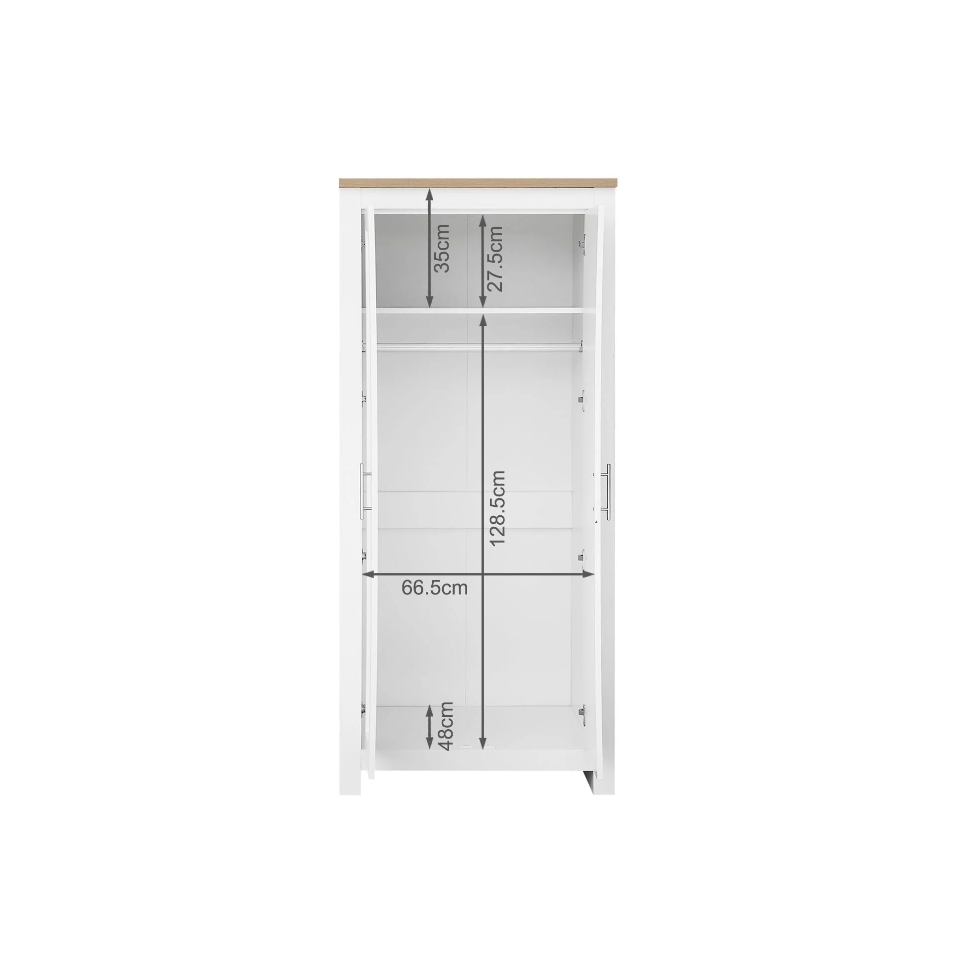 Tegan 2 Door Wardrobe - Light Teak + White - Image 16