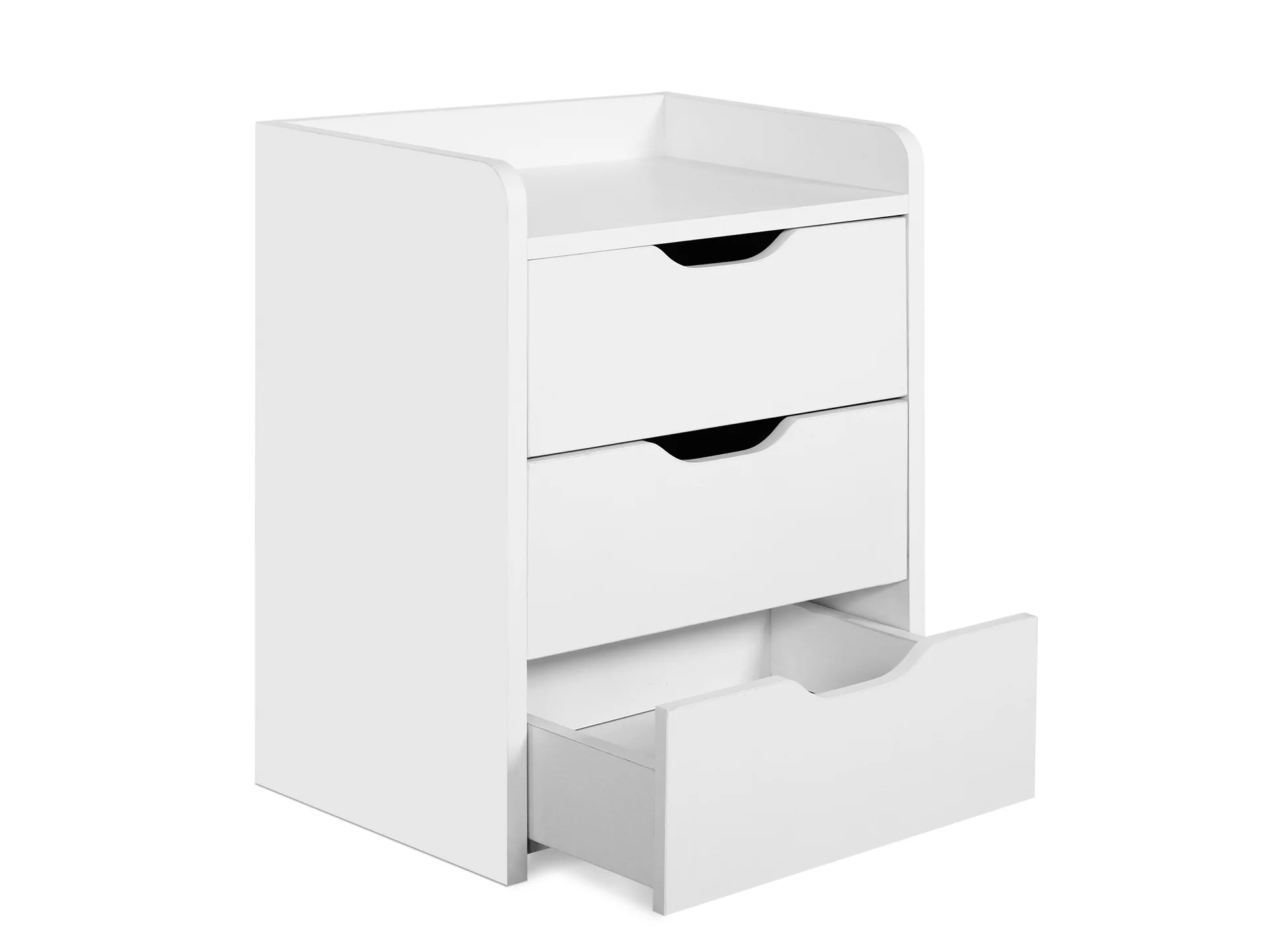 Theo Wooden Bedside Table with Drawer - White - Image 3