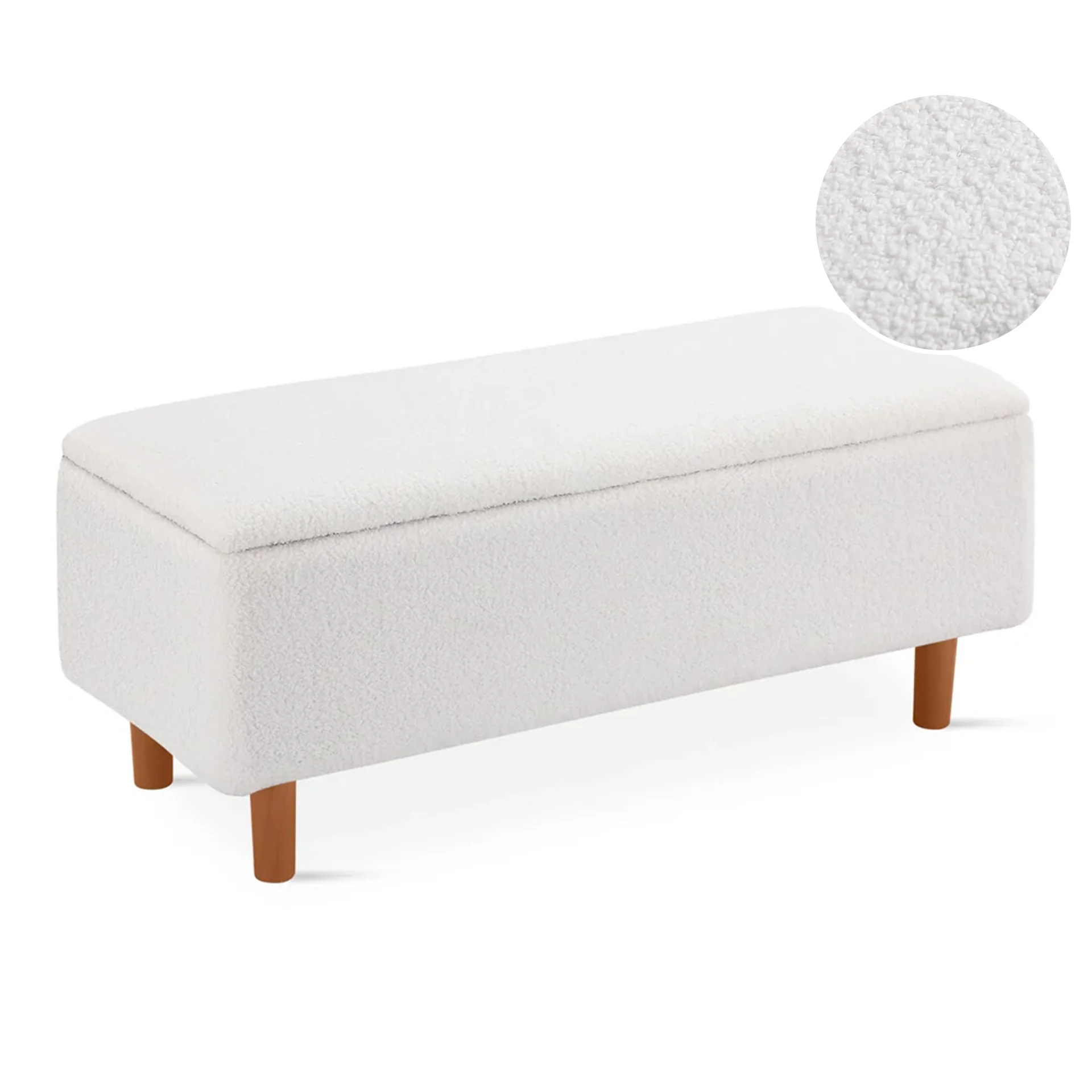 Theodore Boucle Storage Ottoman Bench - White - Image 5