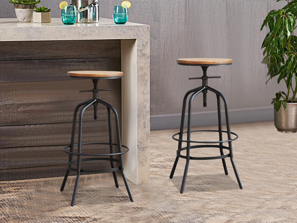 TIA Swivel Bar Stool 2PCS - WALNUT - Image 8