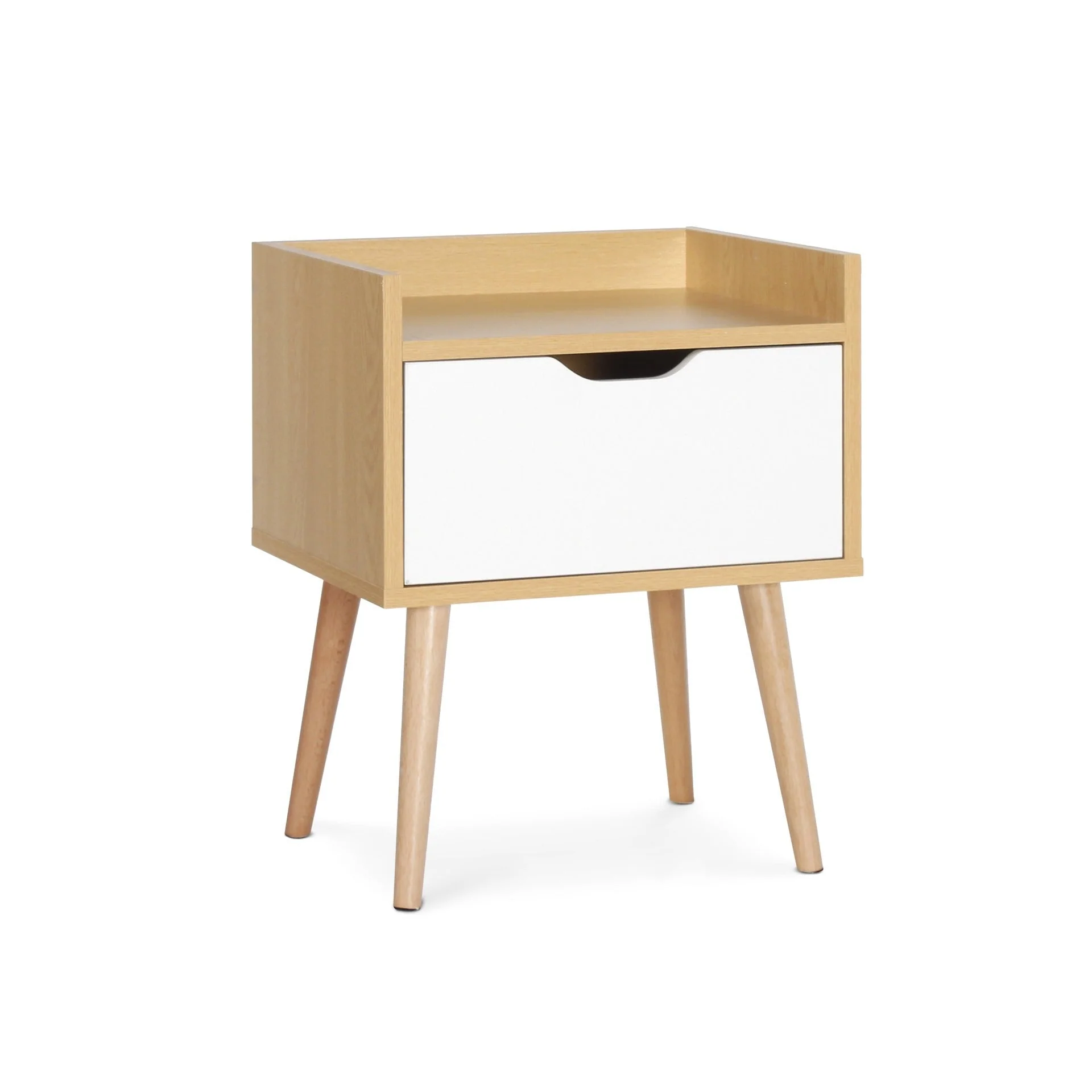 Tomi Bedside Table - Maple + White - Image 2