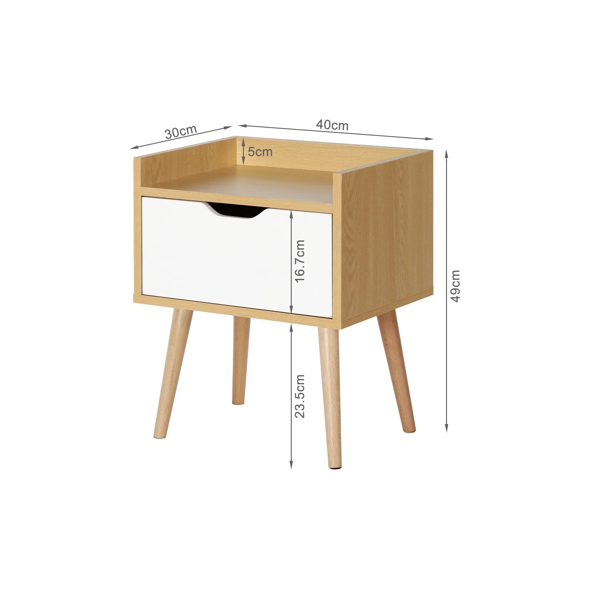 Tomi Bedside Table - Maple + White - Image 5