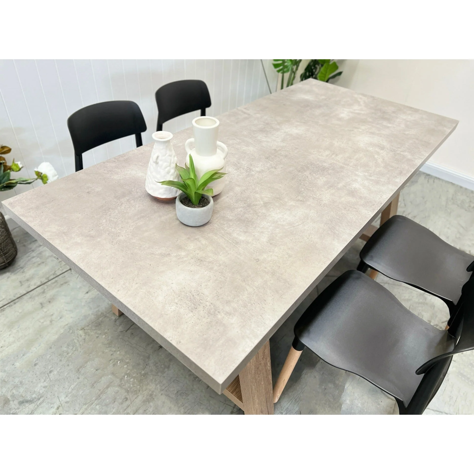 Tommie 1.8M Rectangular Dining Table - Cement + Oak - Image 13