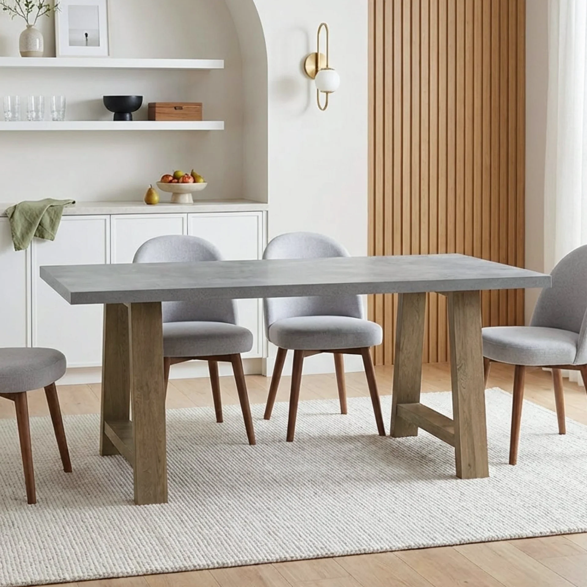 Tommie 1.8M Rectangular Dining Table - Cement + Oak - Image 8