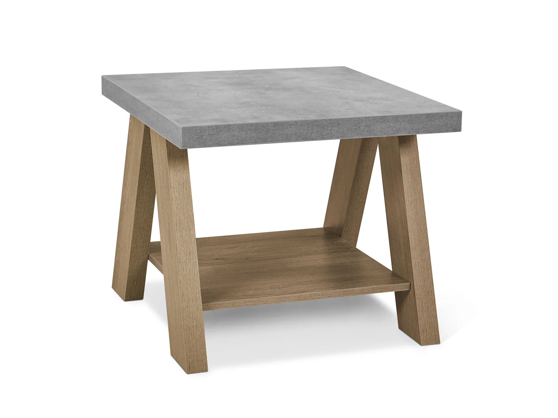 TOMMIE Square Coffee Table Side Table - CEMENT + OAK - Image 2