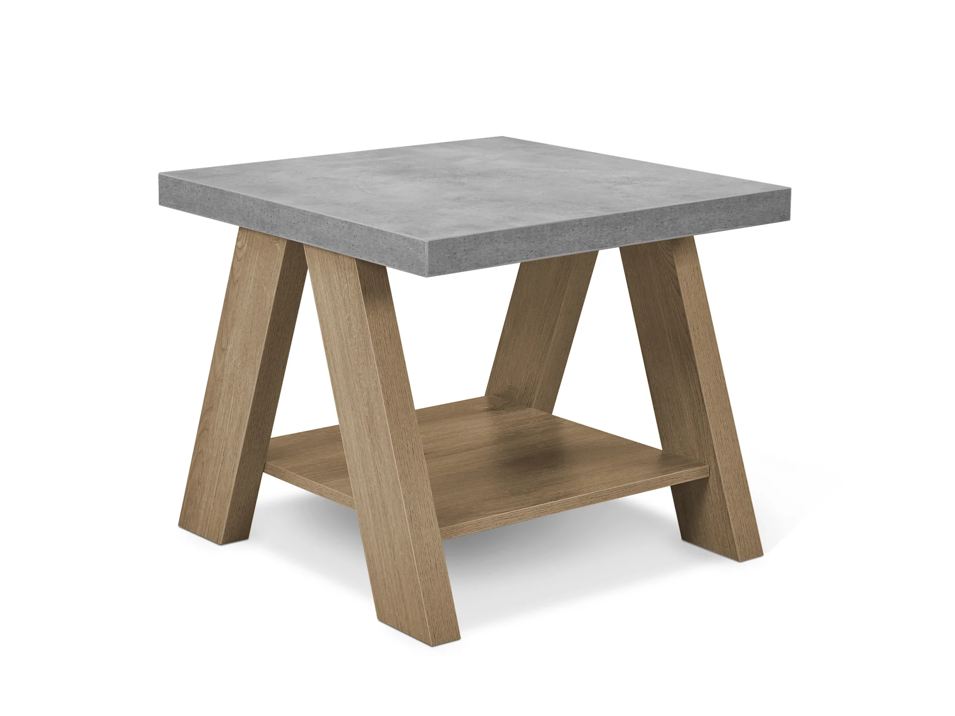 TOMMIE Square Coffee Table Side Table - CEMENT + OAK - Image 3