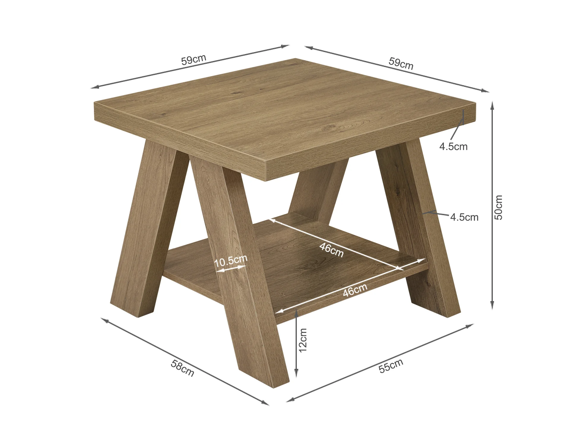 Tommie Square Coffee Table Side Table - Oak - Image 6