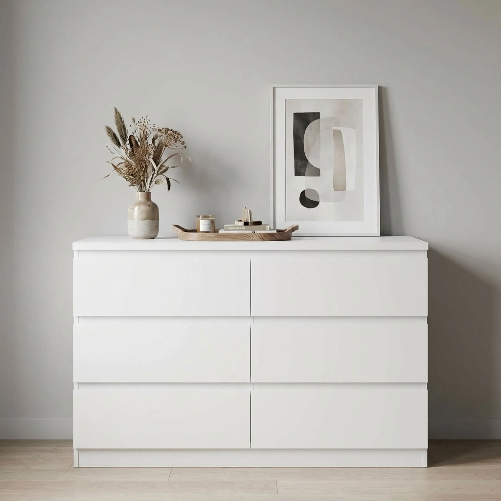 Tongass Wooden Low Boy 6 Drawers - White - Image 5