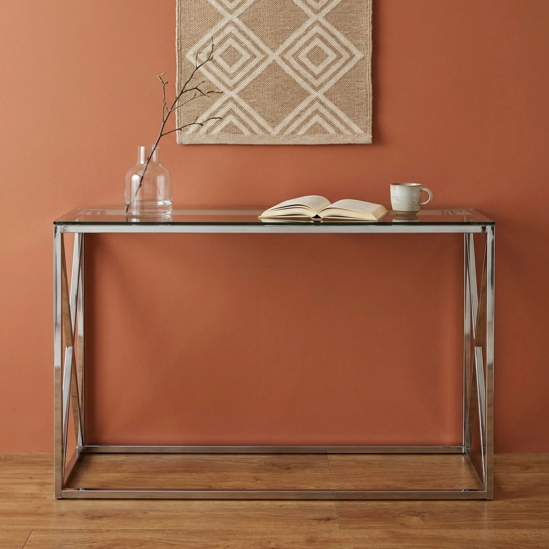 Tony Tempered Glass Rectangular Console Table
