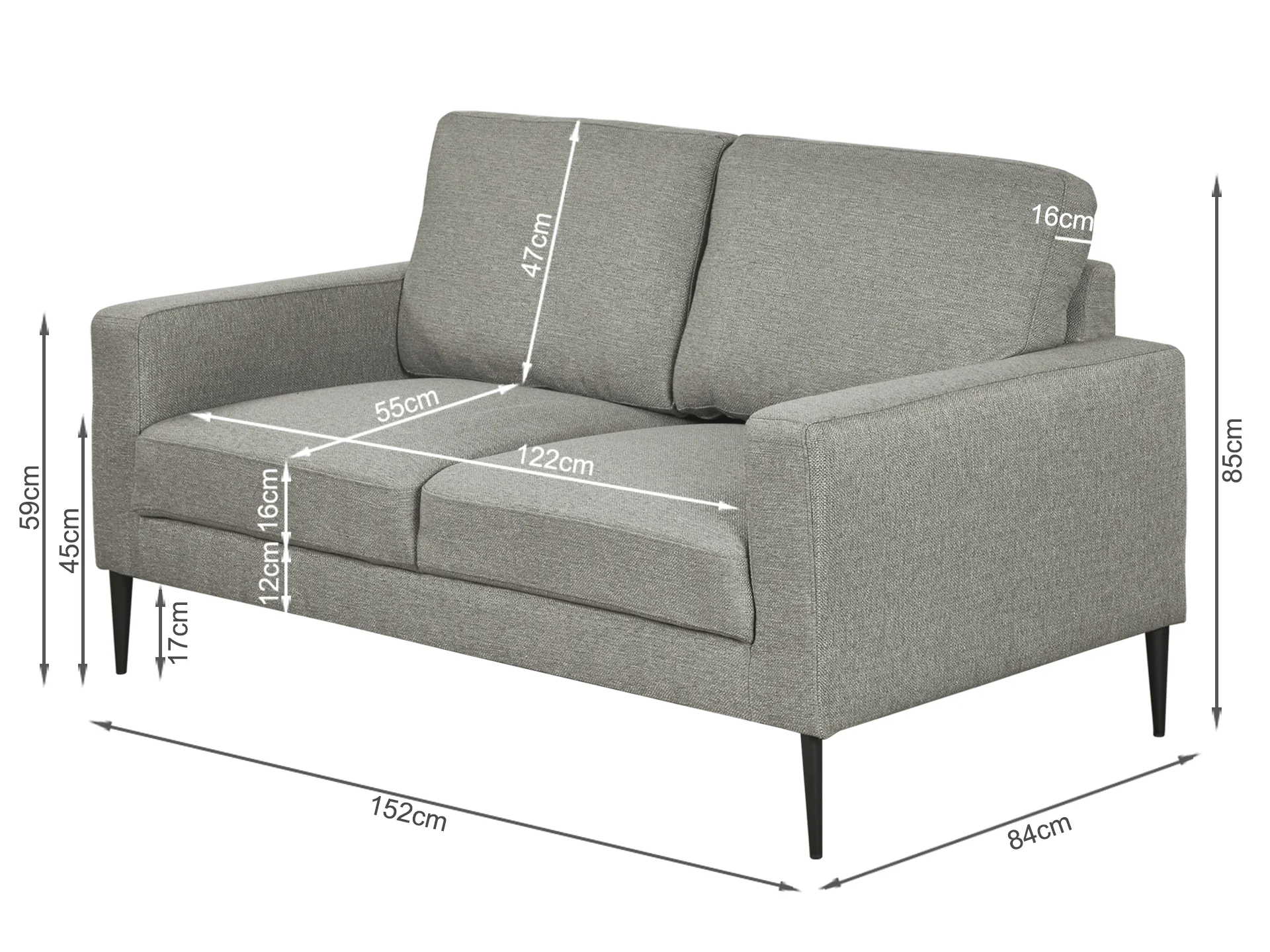 TORONTO 2 Seater Fabric Sofa - LIGHT GREY - Image 7