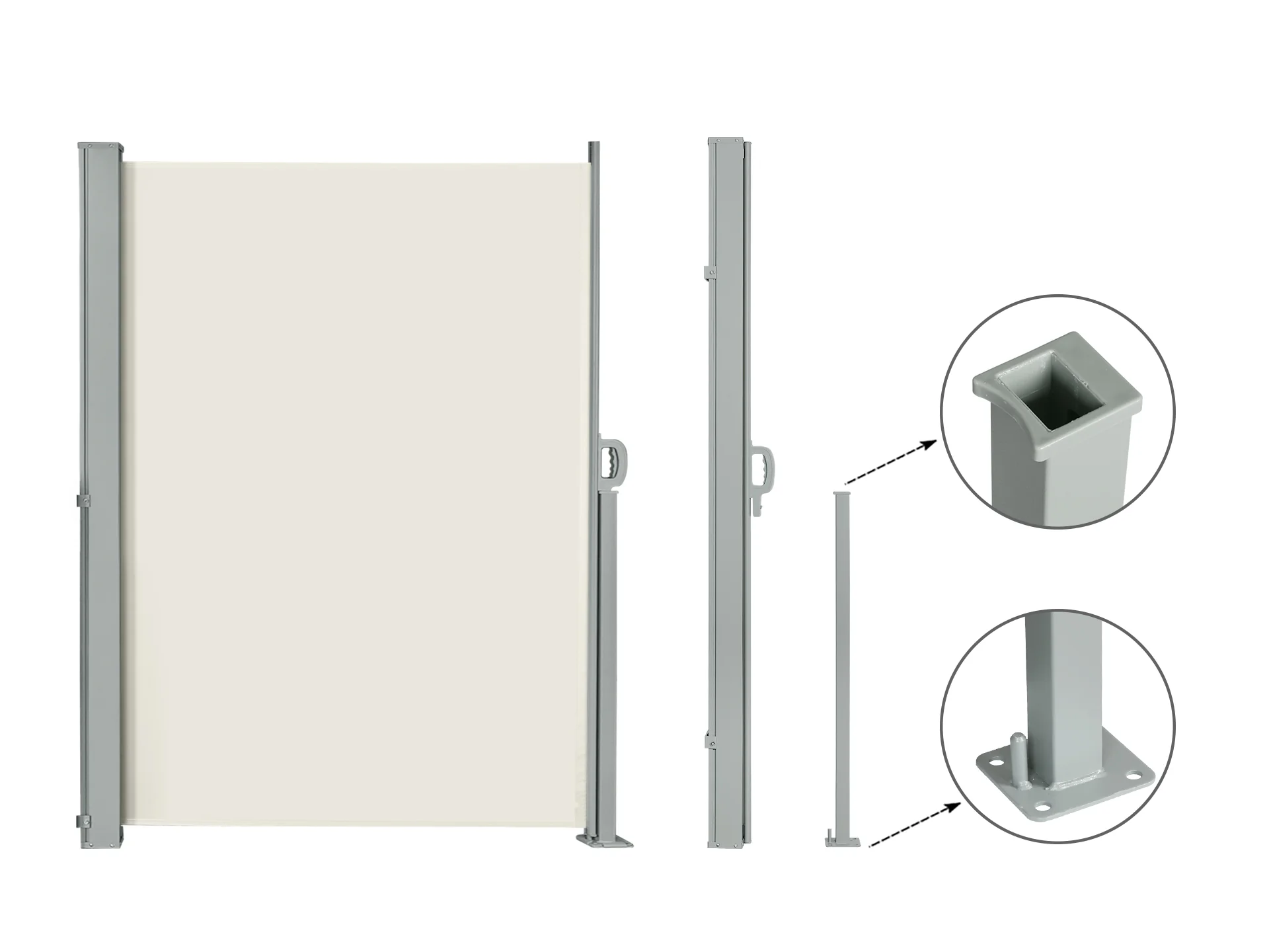 Toughout 1.6m x 3m Retractable Side Awning Screen Shade - Beige - Image 4