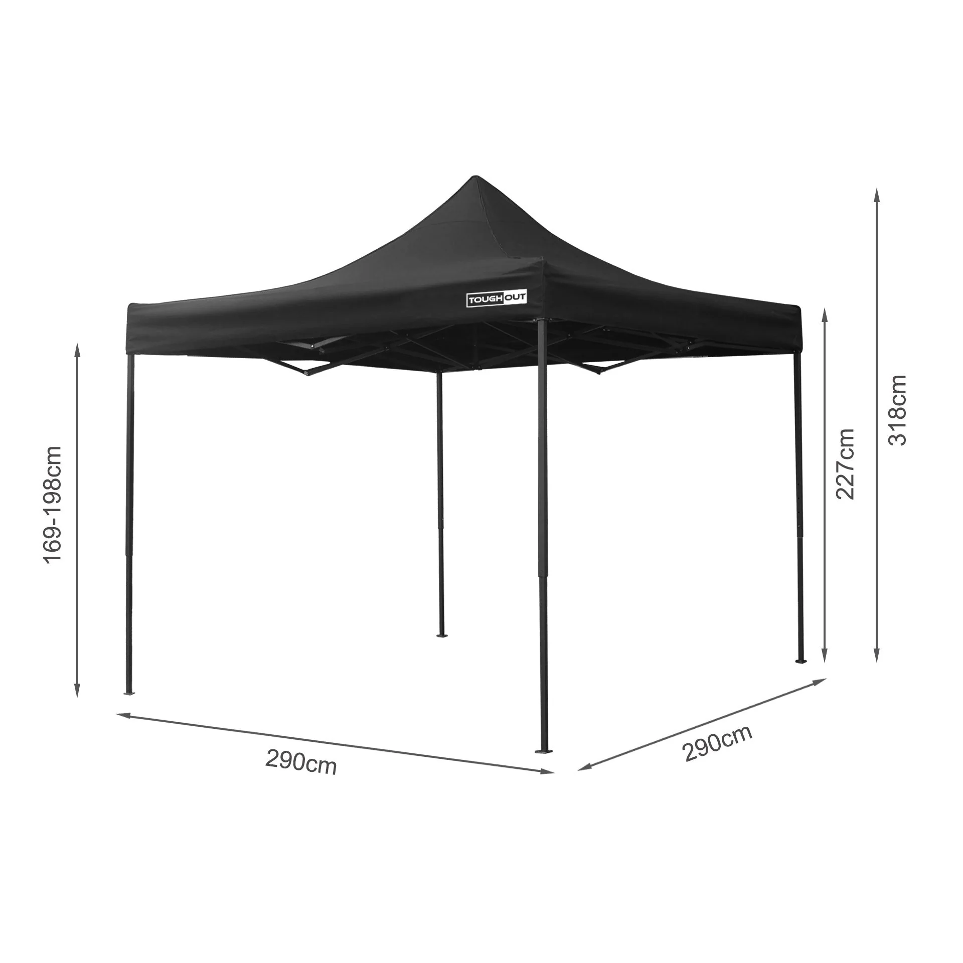 Toughout Breeze Gazebo with 3 Side Walls 3x3m - Black - Image 18