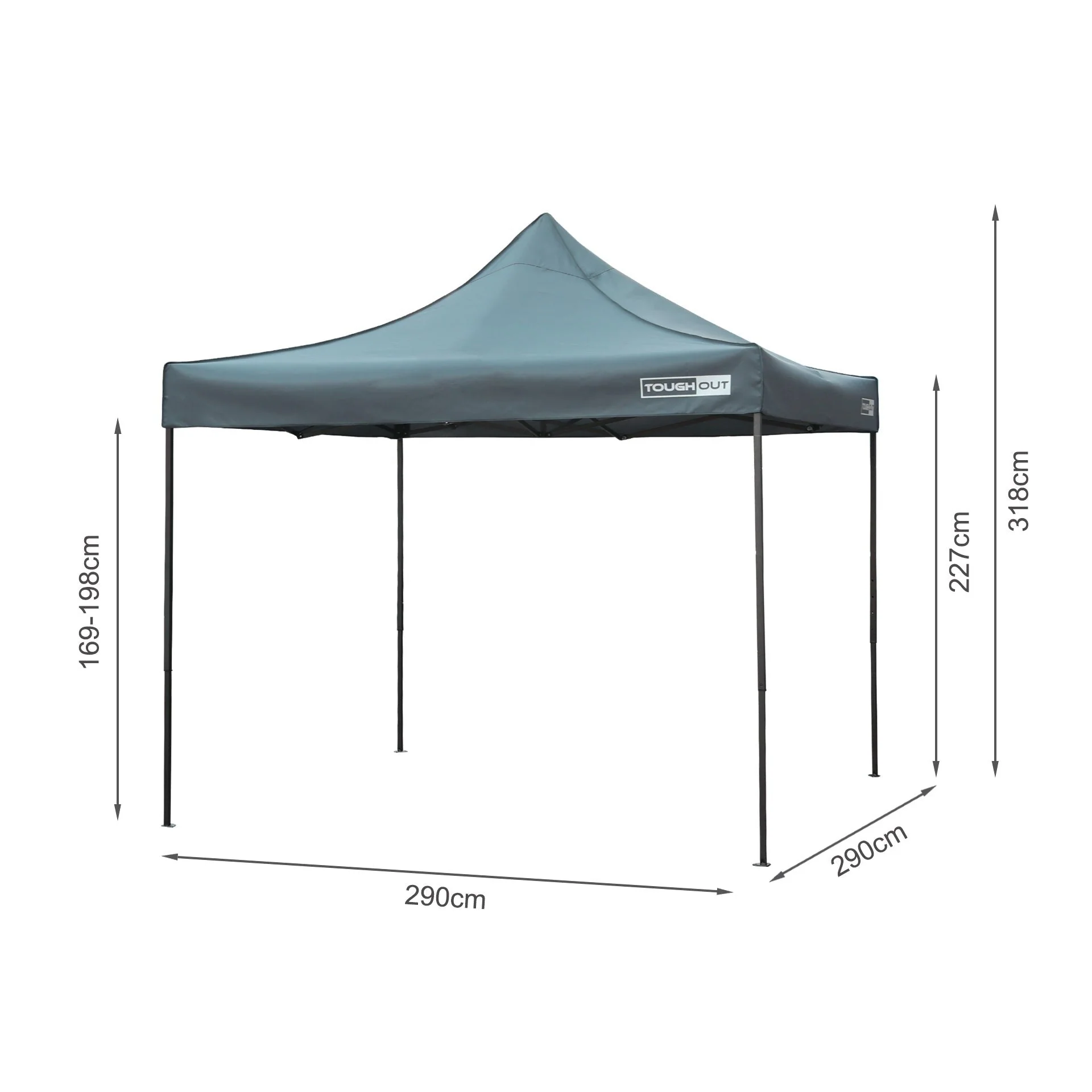 Toughout Breeze Gazebo 3 x 3m - Grey - Image 17