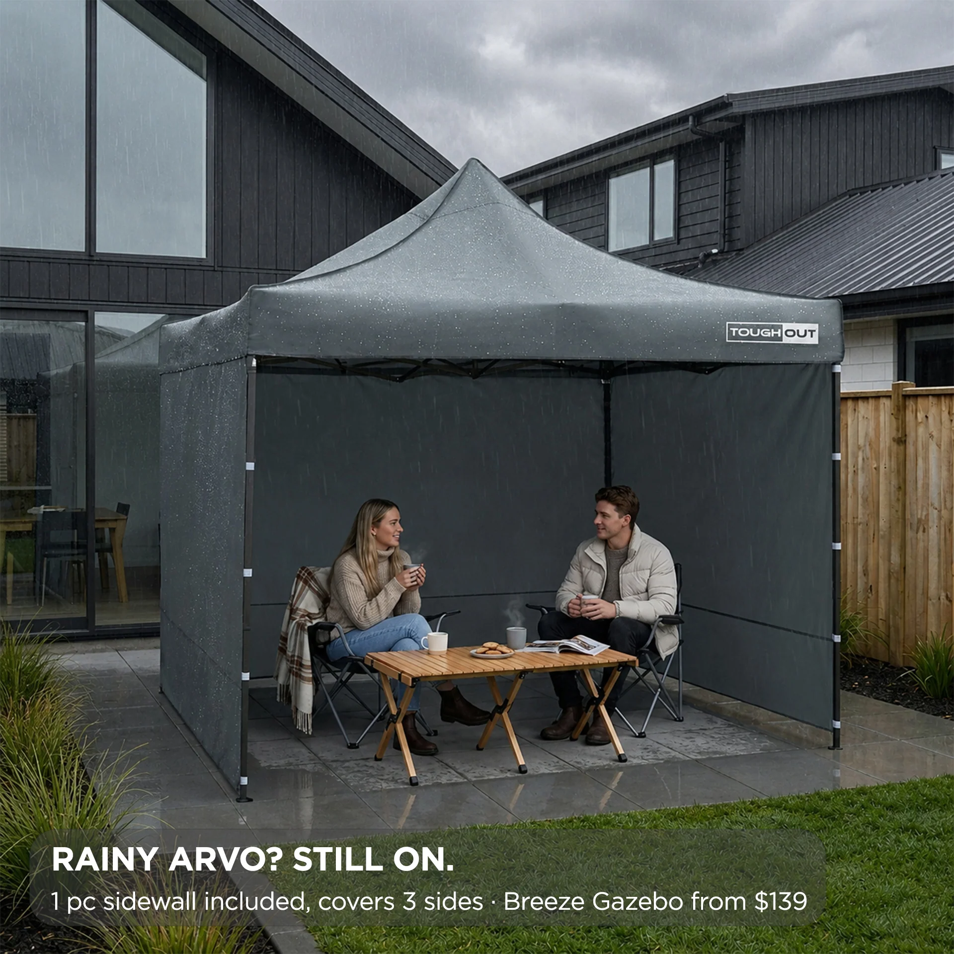 Toughout Breeze Gazebo 3 x 3m - Grey - Image 2