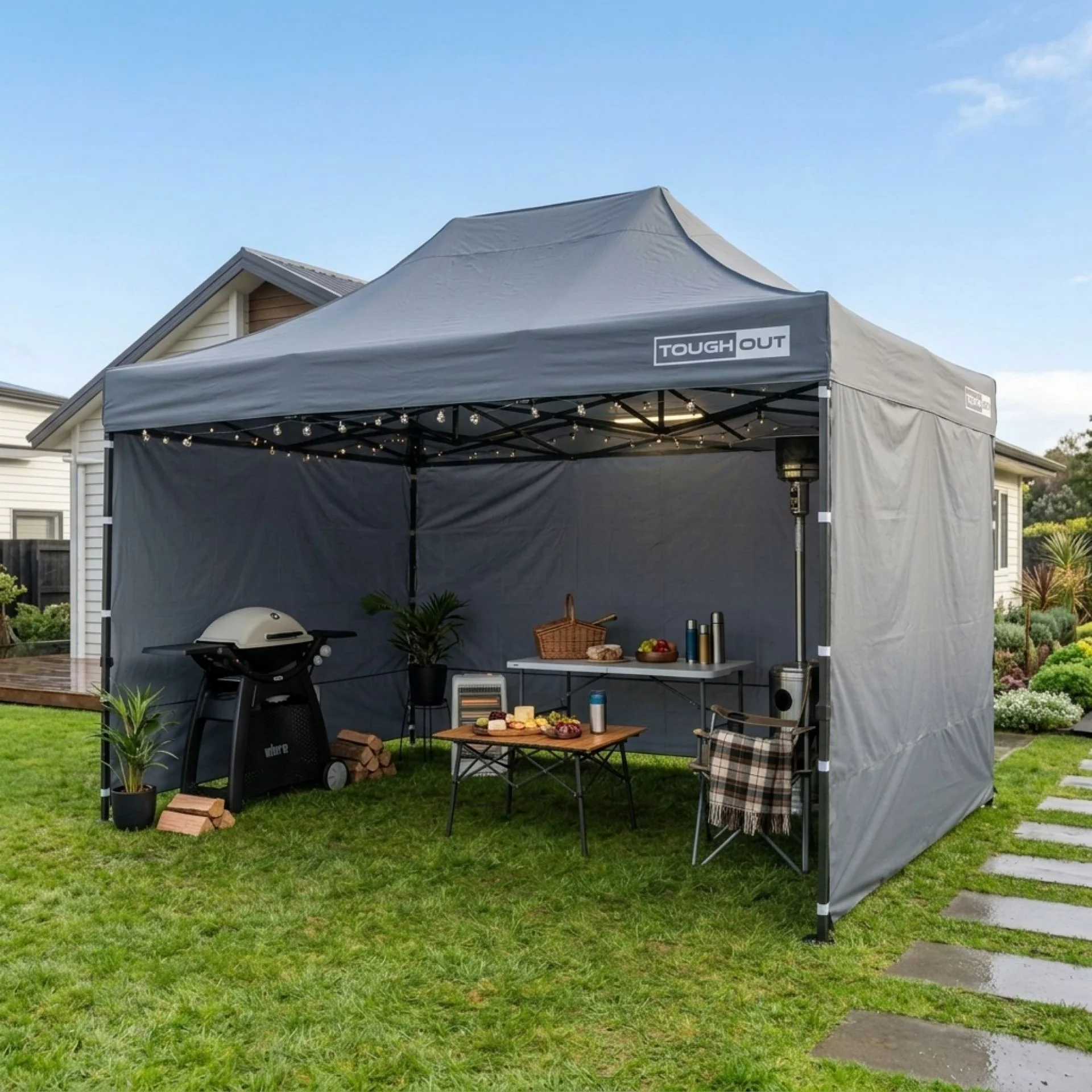 Toughout Breeze Gazebo with 3 Side Walls 3x4.5m - Grey - Image 10