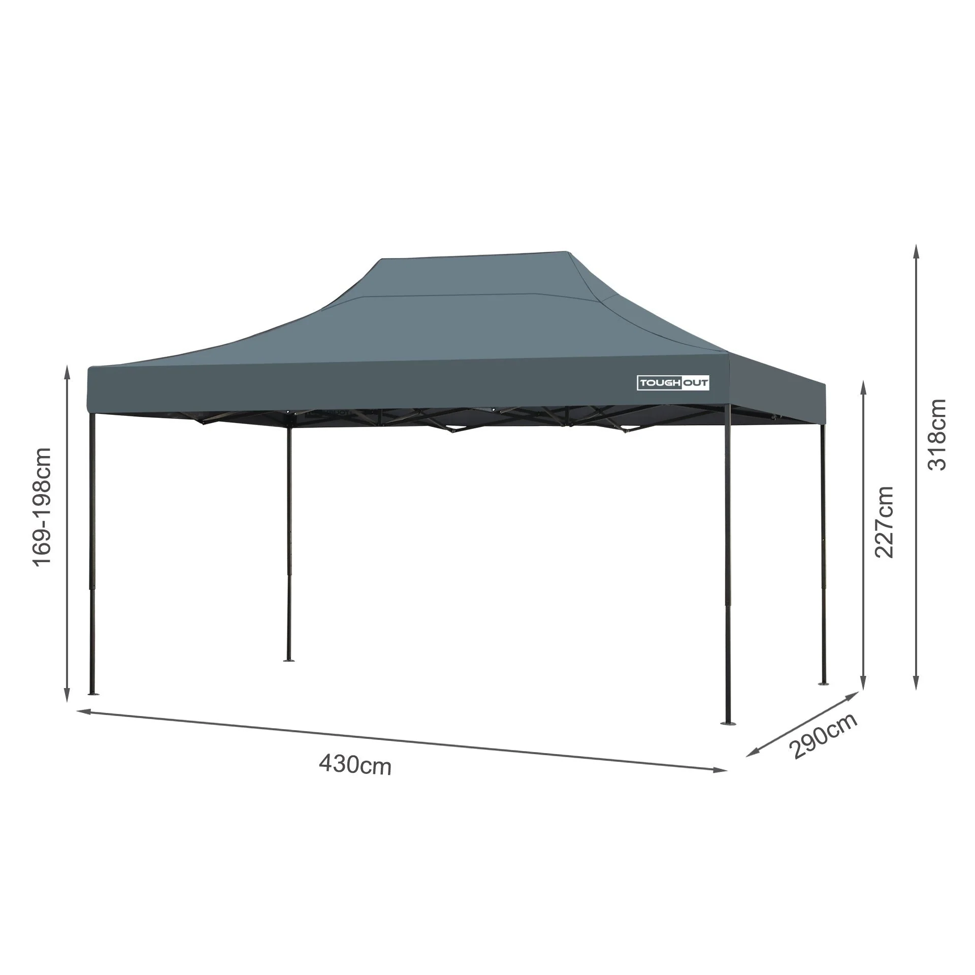 Toughout Breeze Gazebo with 3 Side Walls 3x4.5m - Grey - Image 18