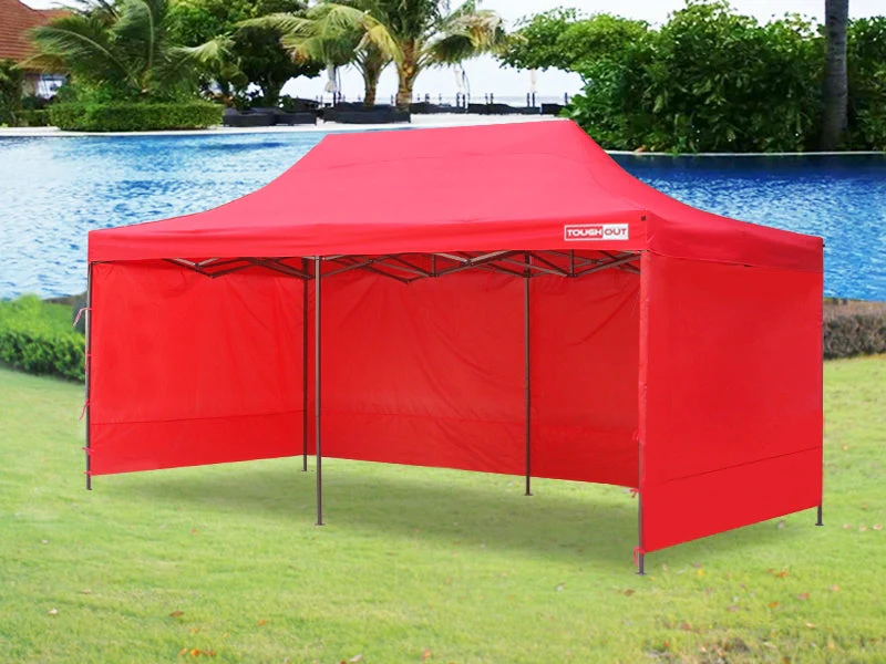 TOUGHOUT Breeze Gazebo RED 3x6M with 3 Side Walls