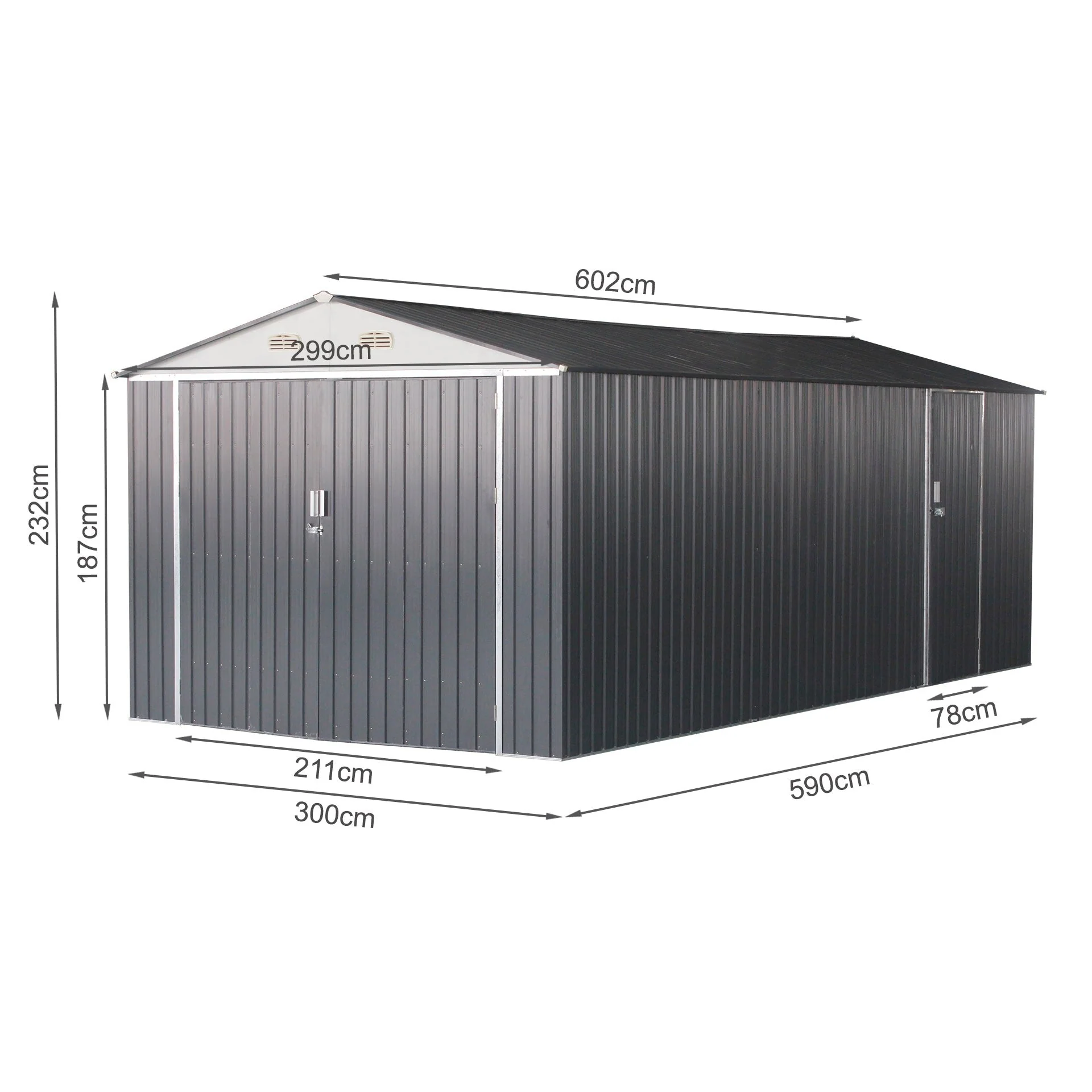 ToughOut Outdoor Garage 19'x10' ft - 6m x 3m x 2.32m - Charcoal - Image 14