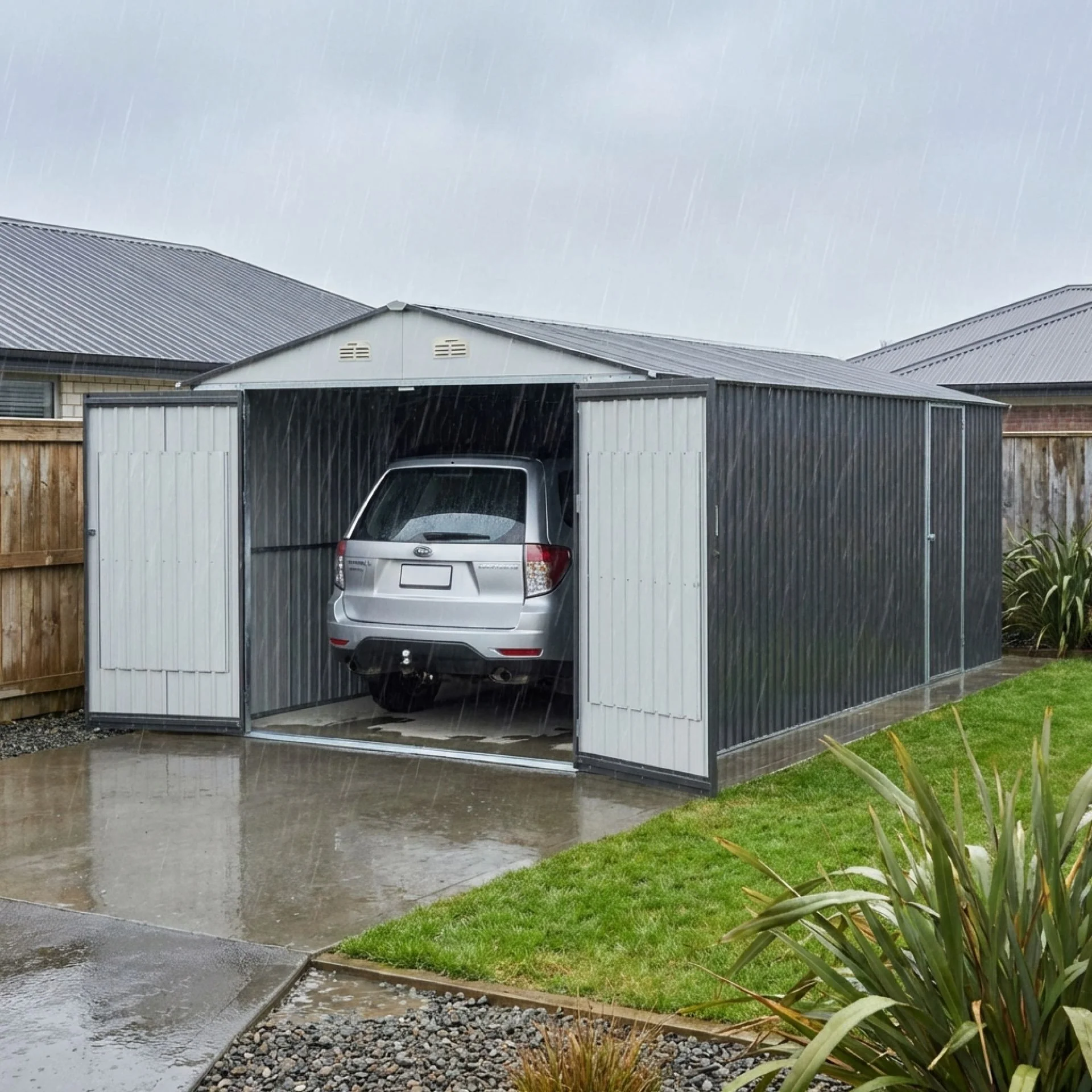 ToughOut Outdoor Garage 19'x10' ft - 6m x 3m x 2.32m - Charcoal - Image 3