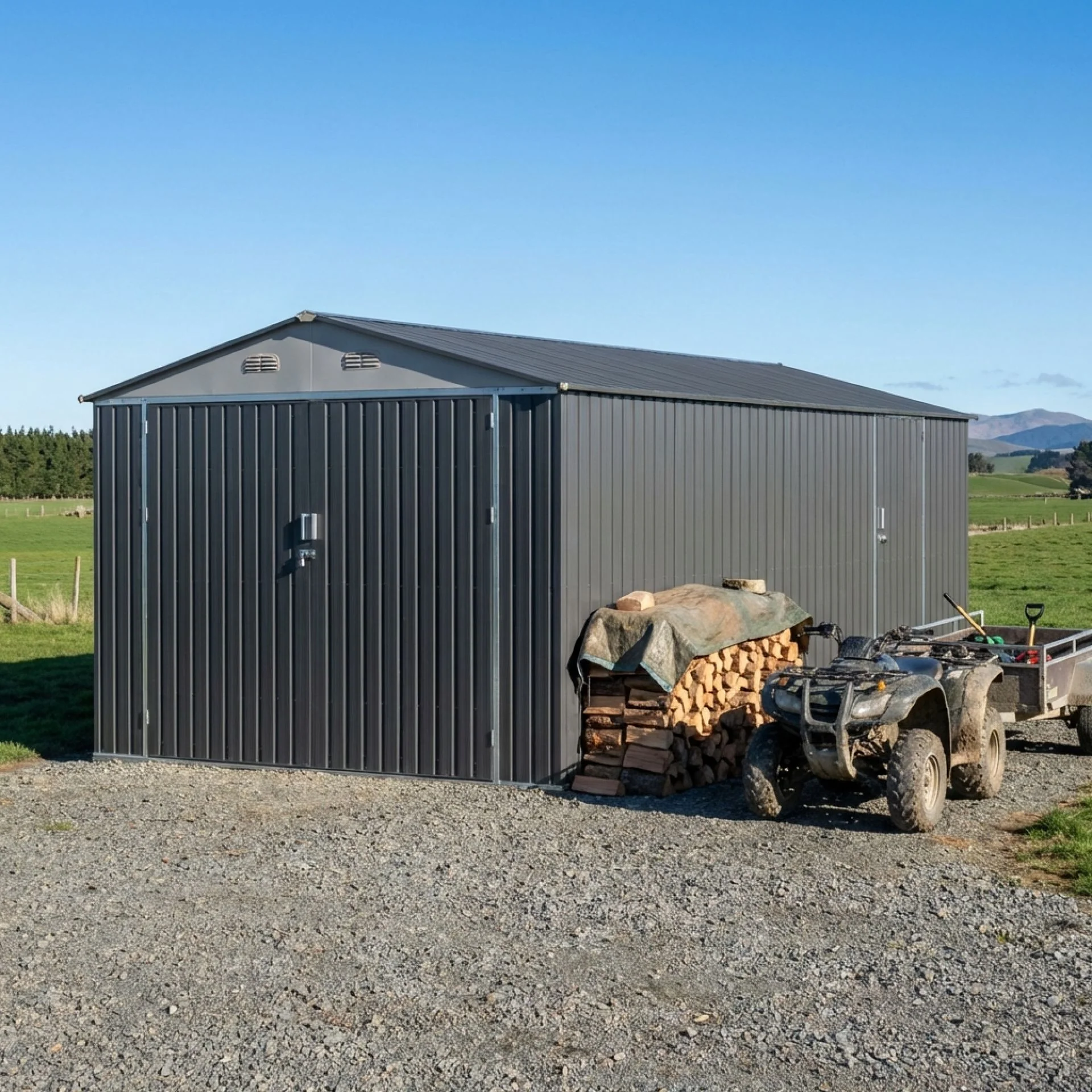 ToughOut Outdoor Garage 19'x10' ft - 6m x 3m x 2.32m - Charcoal - Image 4