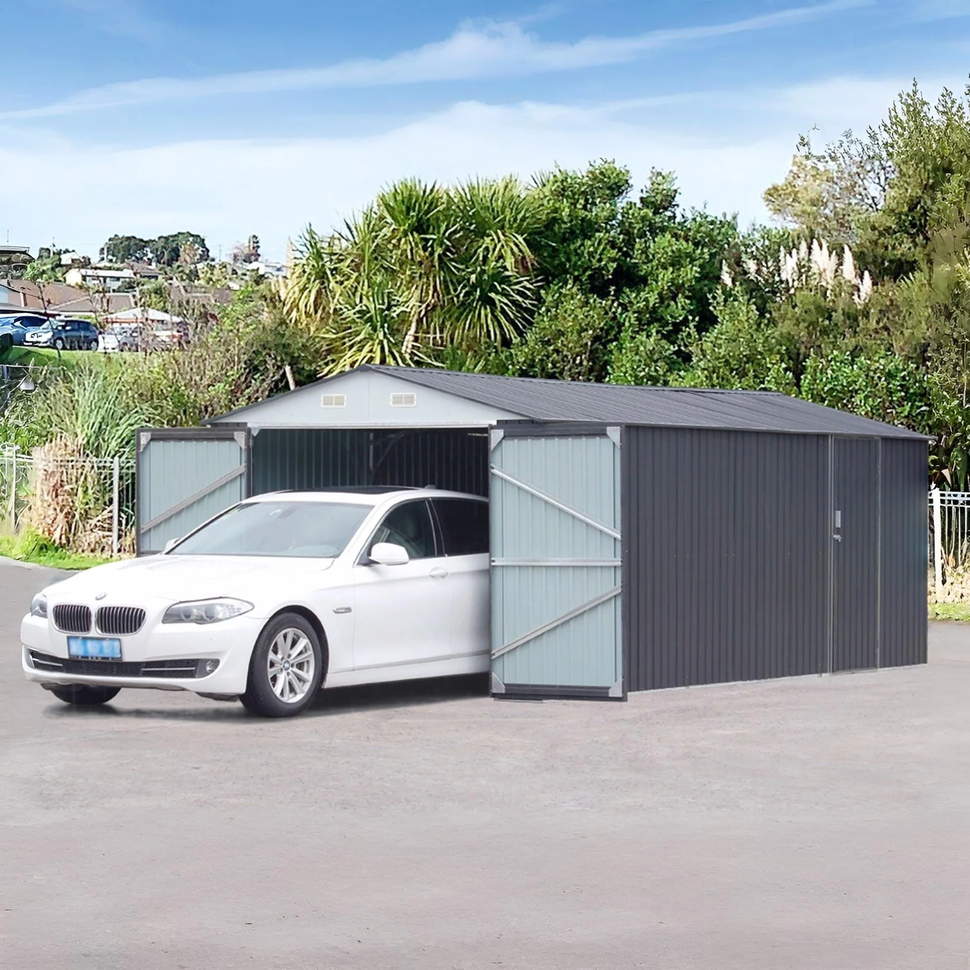 ToughOut Outdoor Garage 19'x10' ft - 6m x 3m x 2.32m - Charcoal - Image 8
