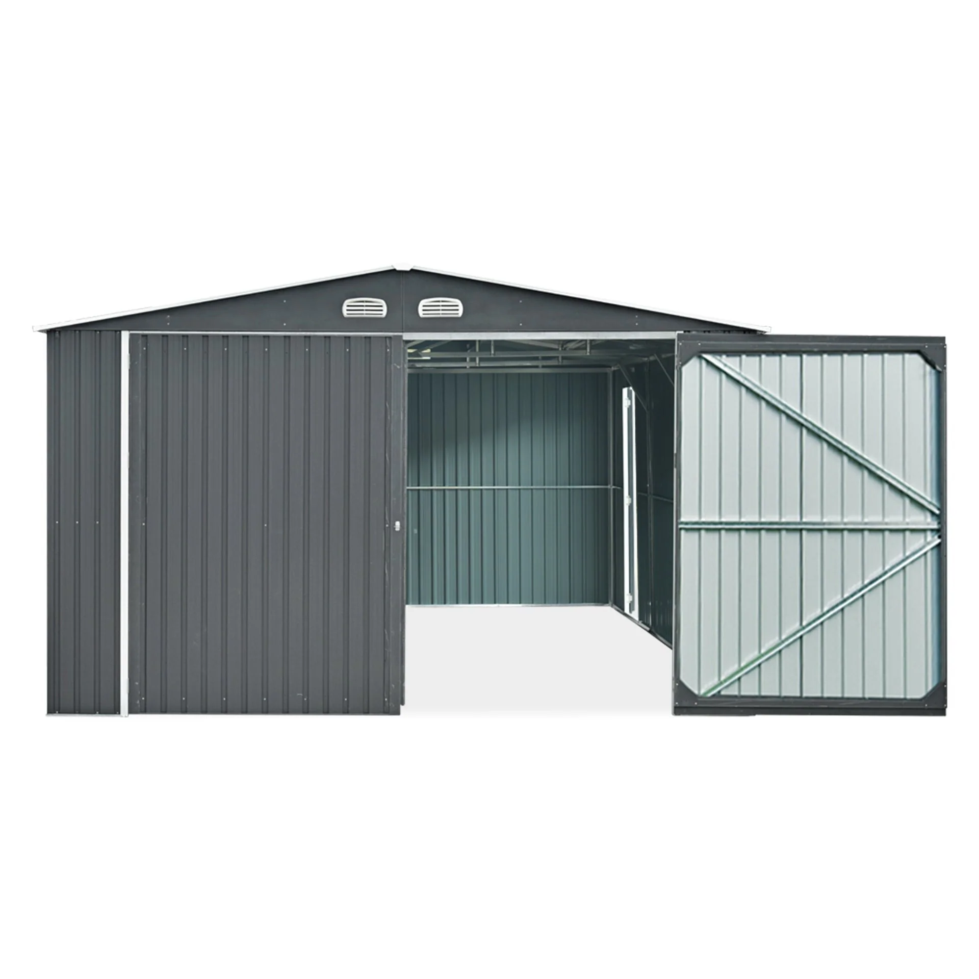 ToughOut Outdoor Garage 19'x12' ft - 6.02m x 3.86m x 2.37m - Charcoal - Image 10