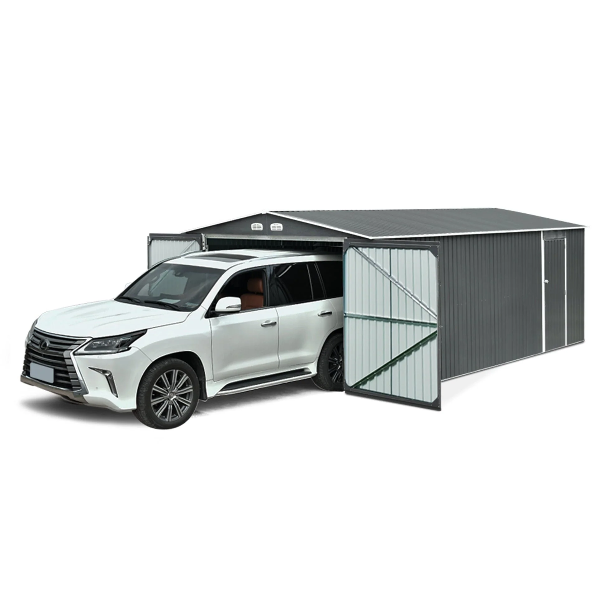 ToughOut Outdoor Garage 19'x12' ft - 6.02m x 3.86m x 2.37m - Charcoal - Image 11