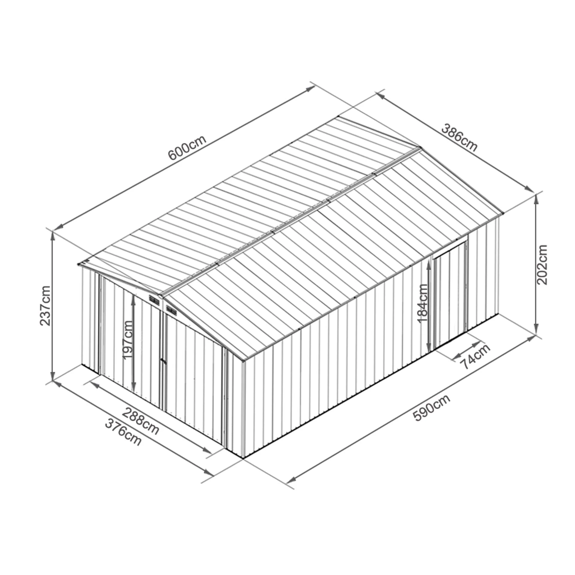 ToughOut Outdoor Garage 19'x12' ft - 6.02m x 3.86m x 2.37m - Charcoal - Image 13