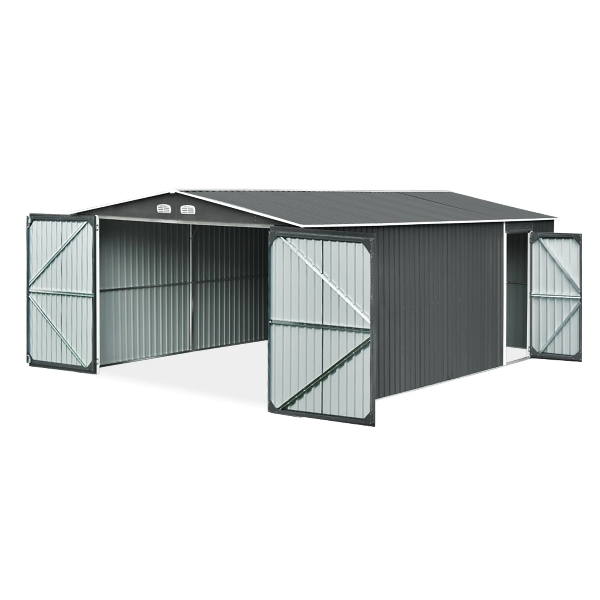 ToughOut Outdoor Garage 19'x12' ft - 6.02m x 3.86m x 2.37m - Charcoal - Image 8