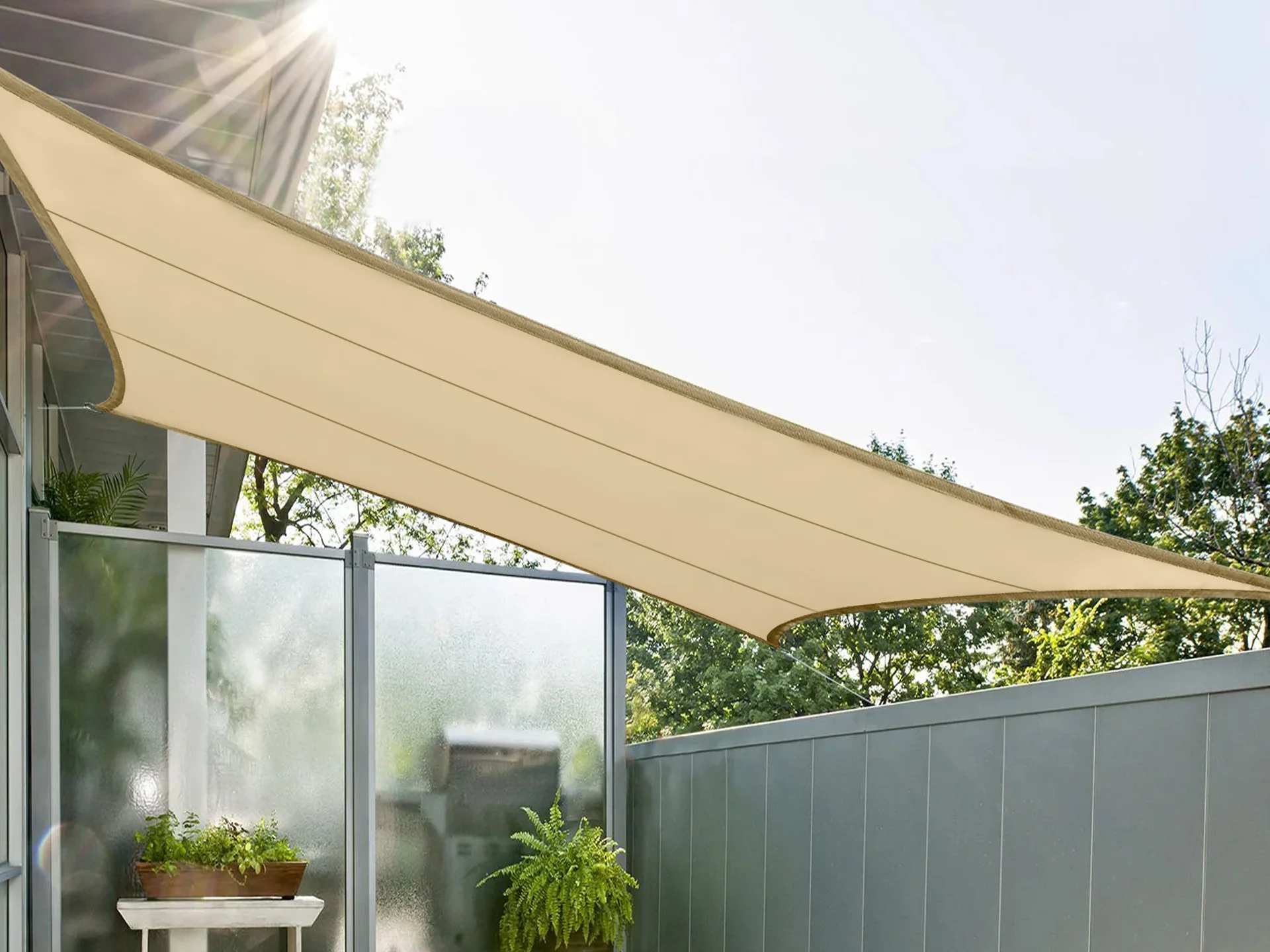 Toughout Serein Waterproof Rectangle Shade Sail 3m x 6m - Sand